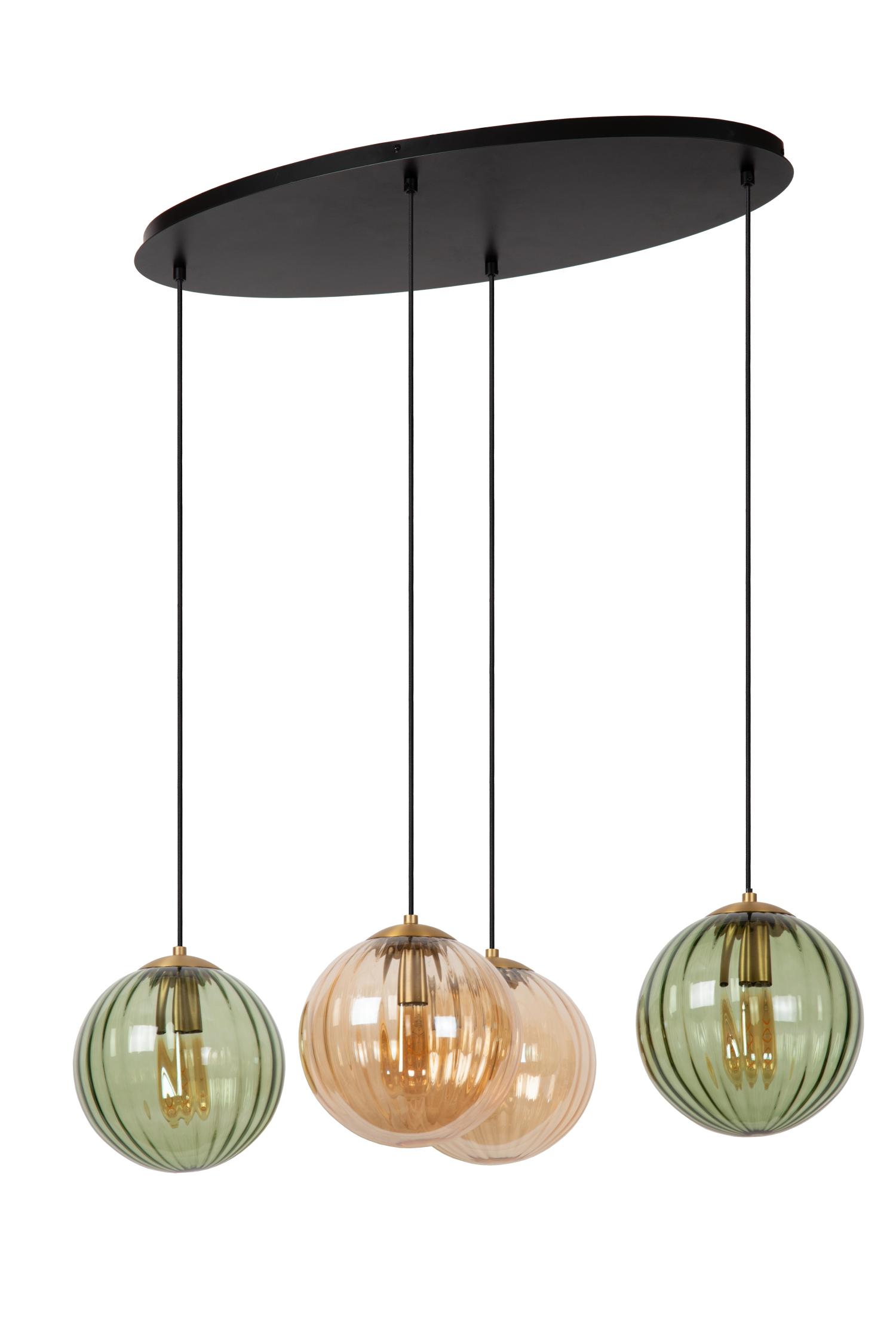 Monsaraz Ceiling Lights - Matt Black/Smoked Green