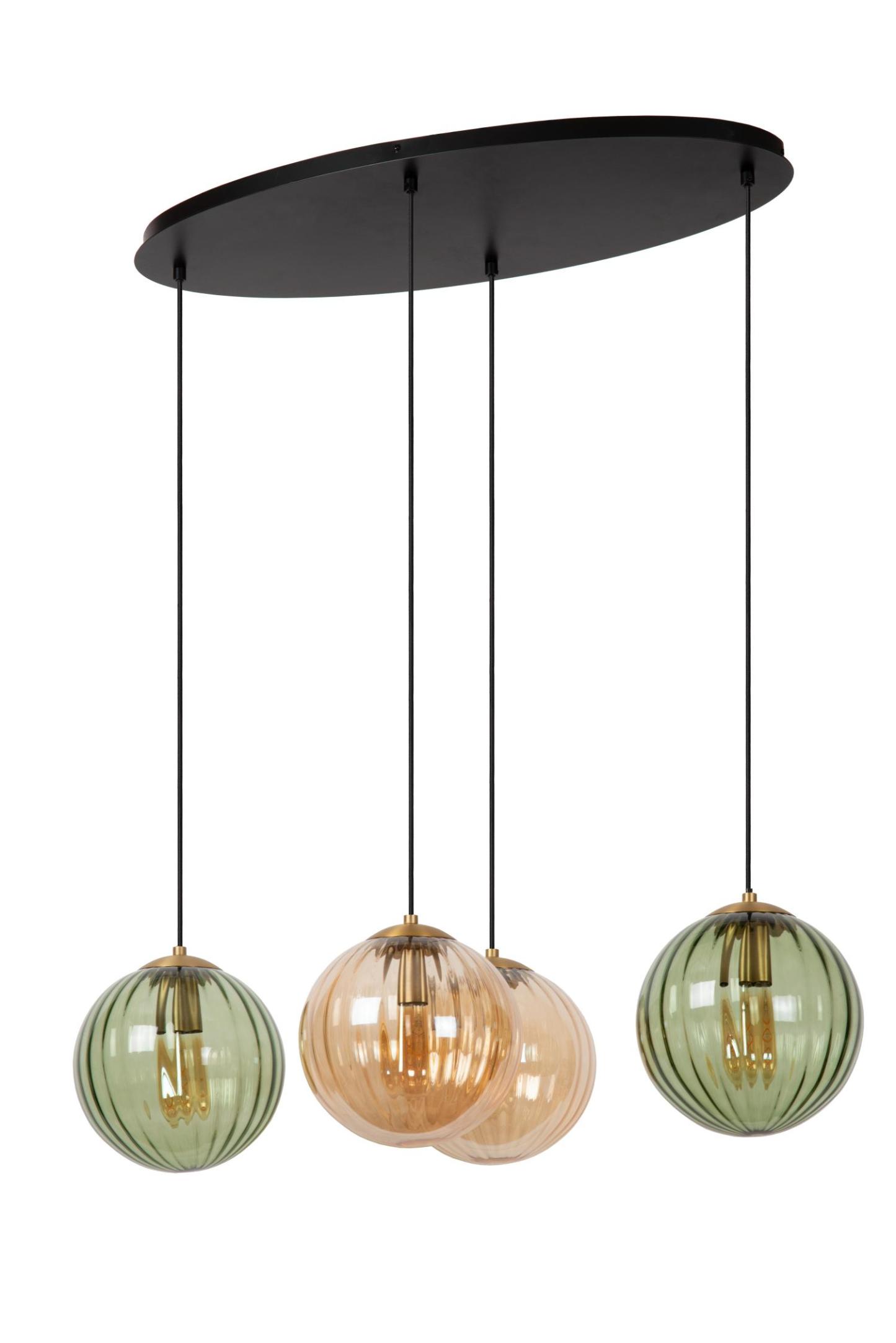 Monsaraz Ceiling Lights - Matt Black/Smoked Green