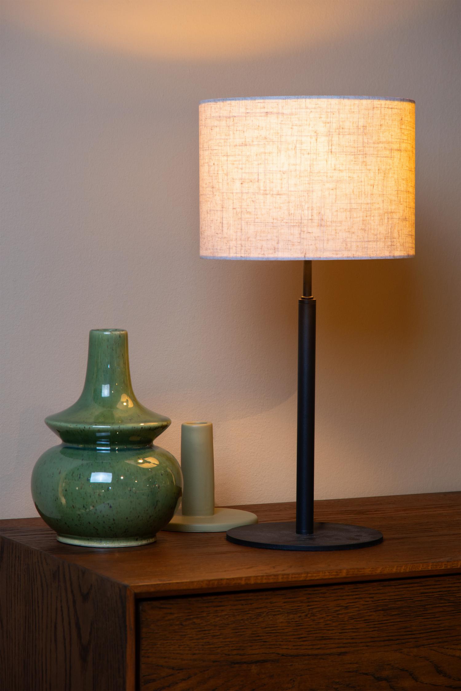Maya Table Lamp - Matt Black/Black Linen