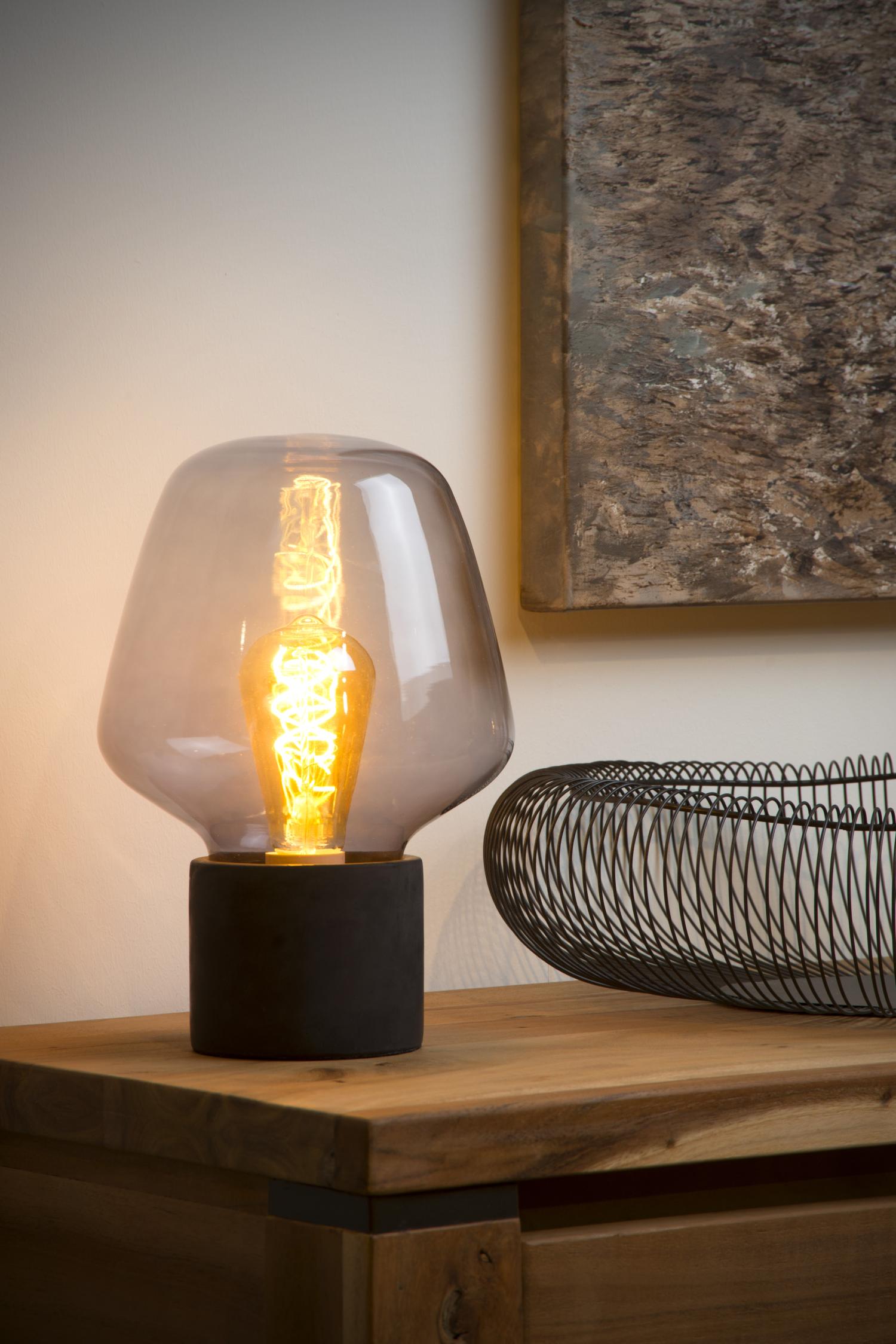 Becky Table Lamp - Matt Black/Smoked Grey