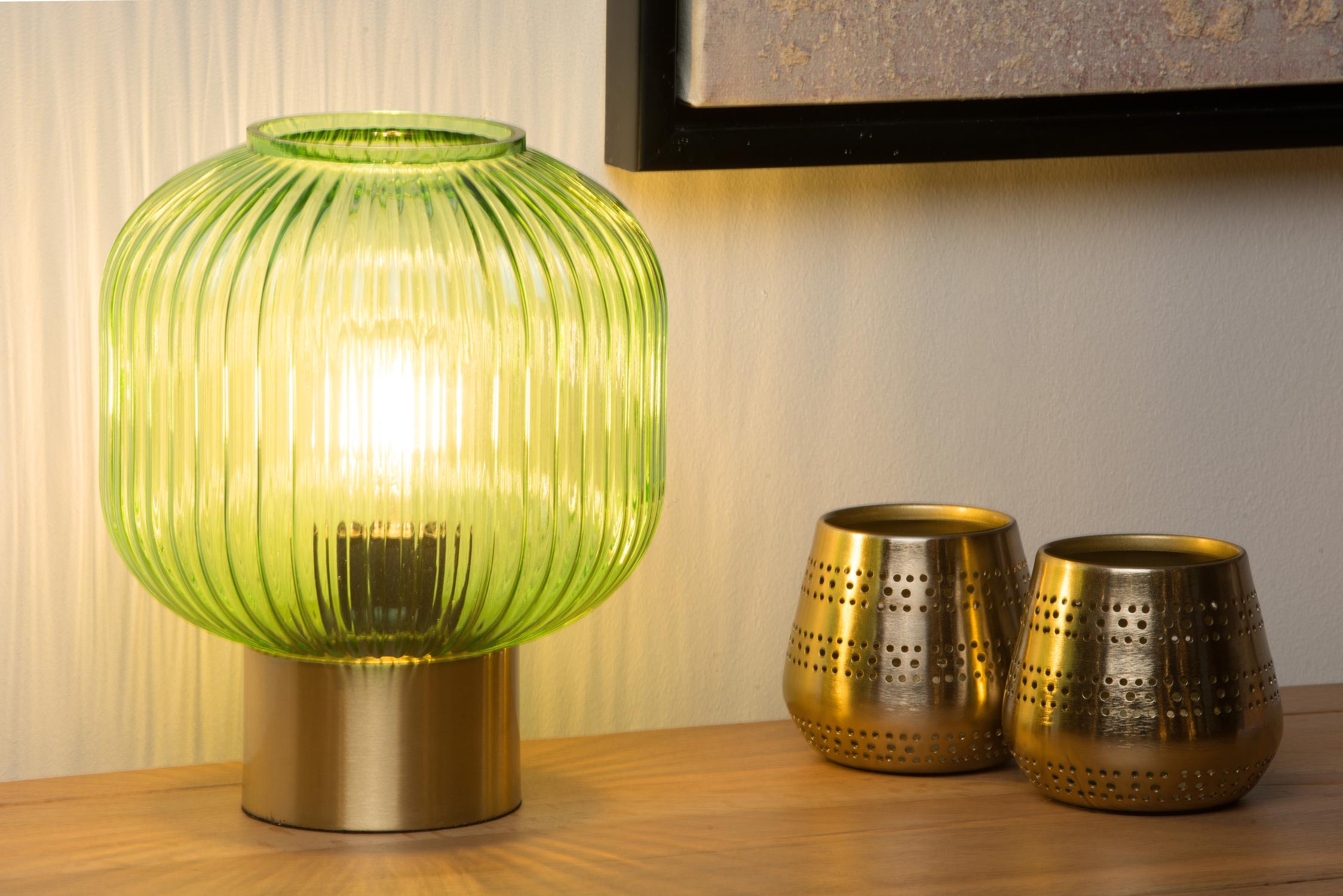 Maloto Table Lamp - Brushed Gold/Smoked Green