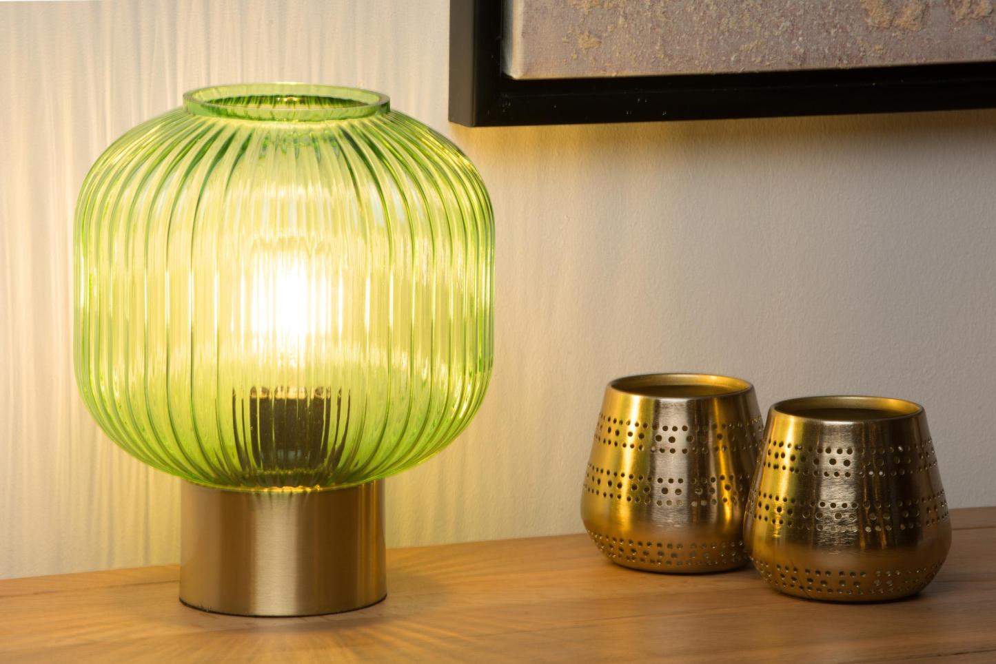 Maloto Table Lamp - Brushed Gold/Smoked Green