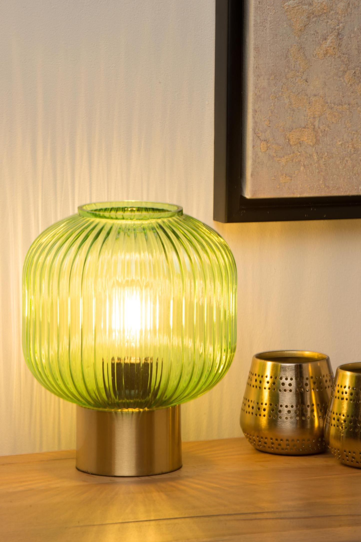 Maloto Table Lamp - Brushed Gold/Smoked Green