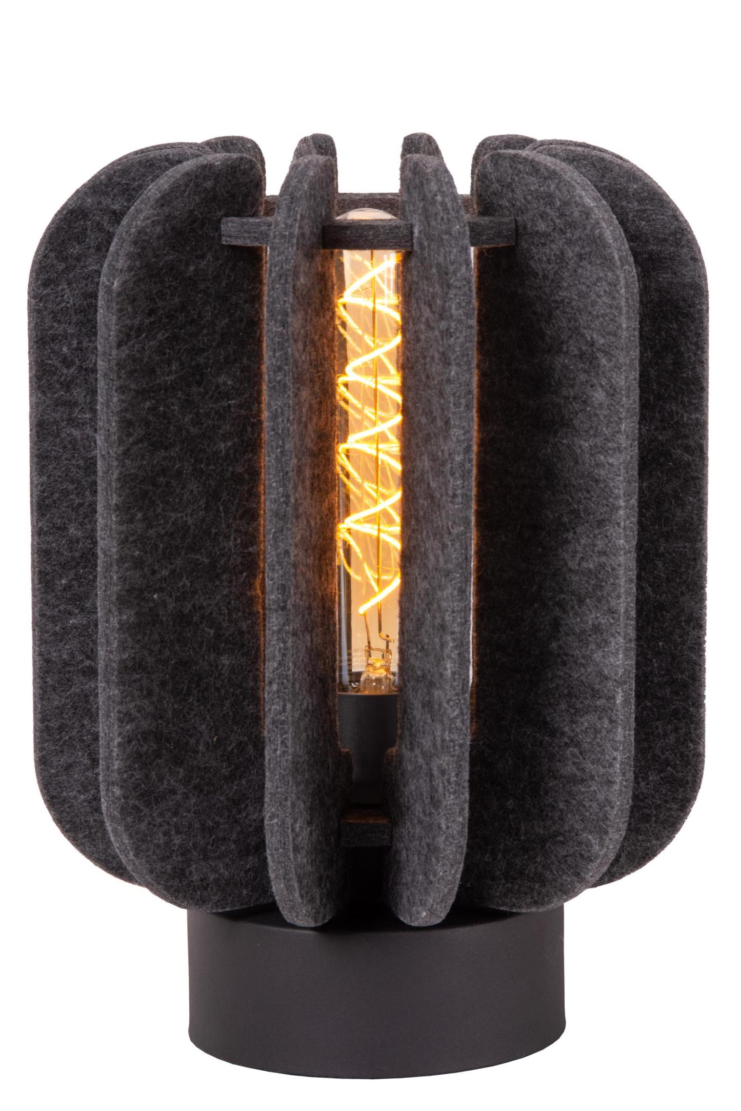 Rafal Table Lamp - Matt Black/Grey Fabric