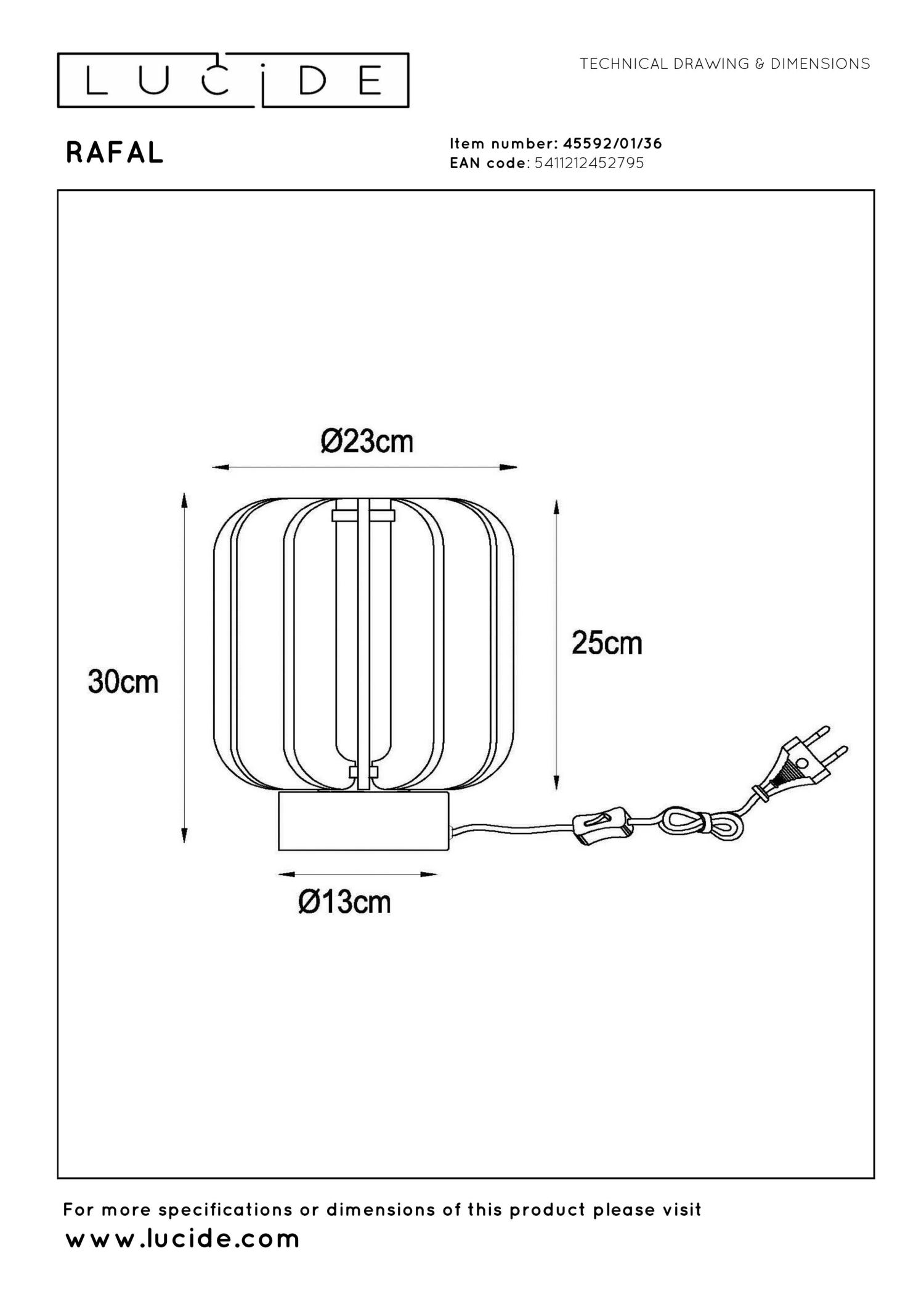 Rafal Table Lamp - Matt Black/Grey Fabric