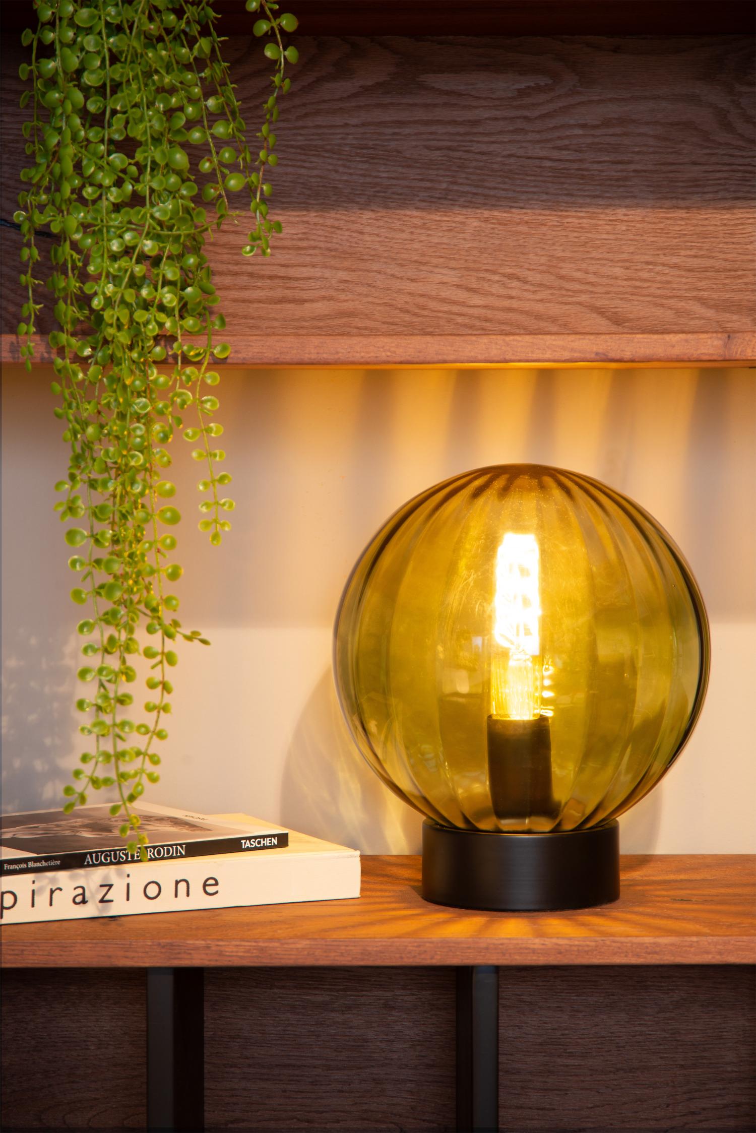 Monsaraz Table Lamp - Matt Black/Smoked Green