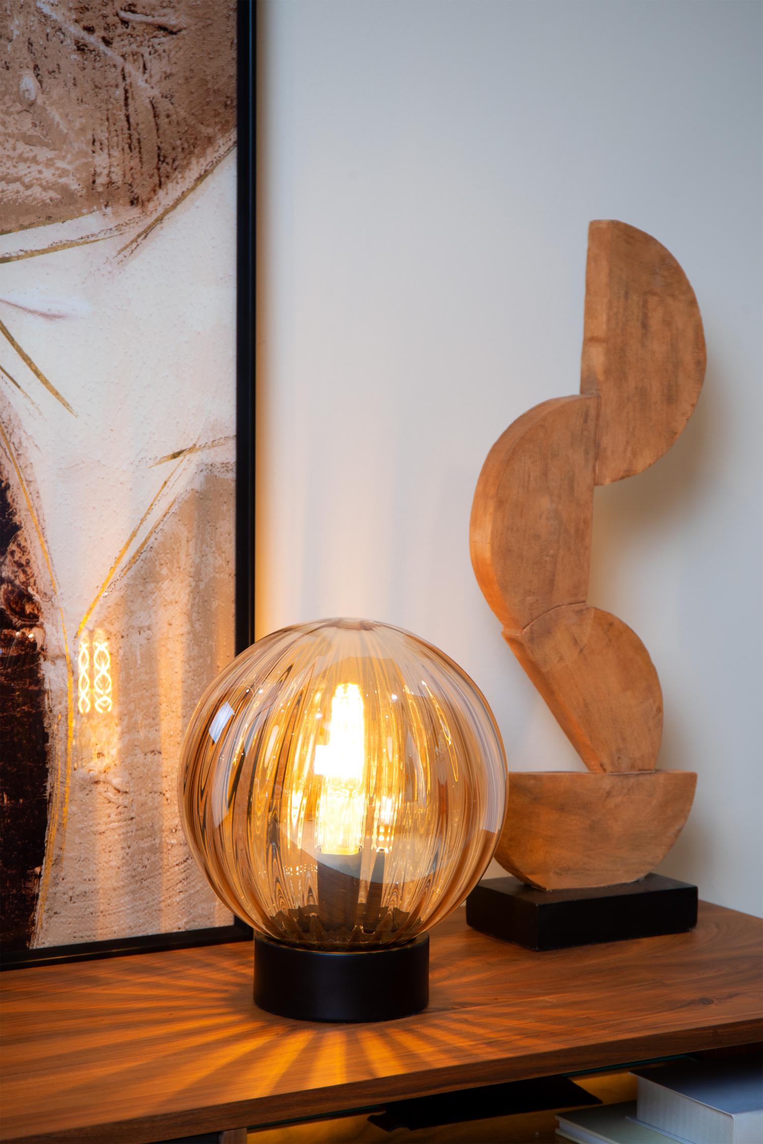 Monsaraz Table Lamp - Matt Black/Smoked Green