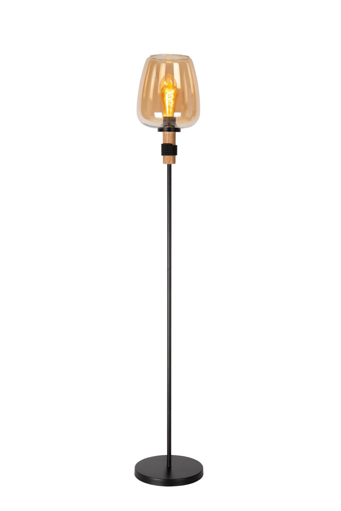 Ilona Floor Lamp - Matt Black/Smoked Amber