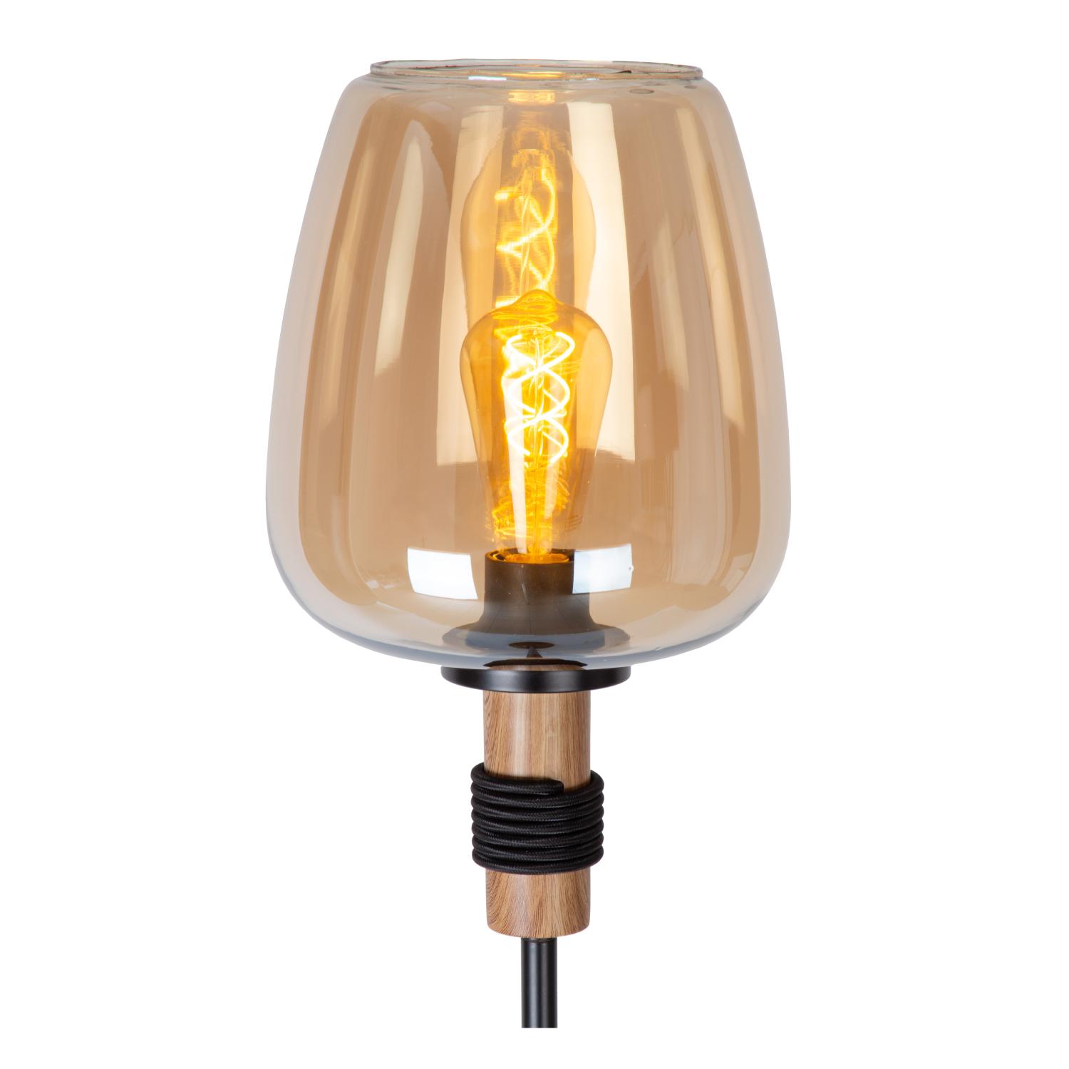 Ilona Floor Lamp - Matt Black/Smoked Amber