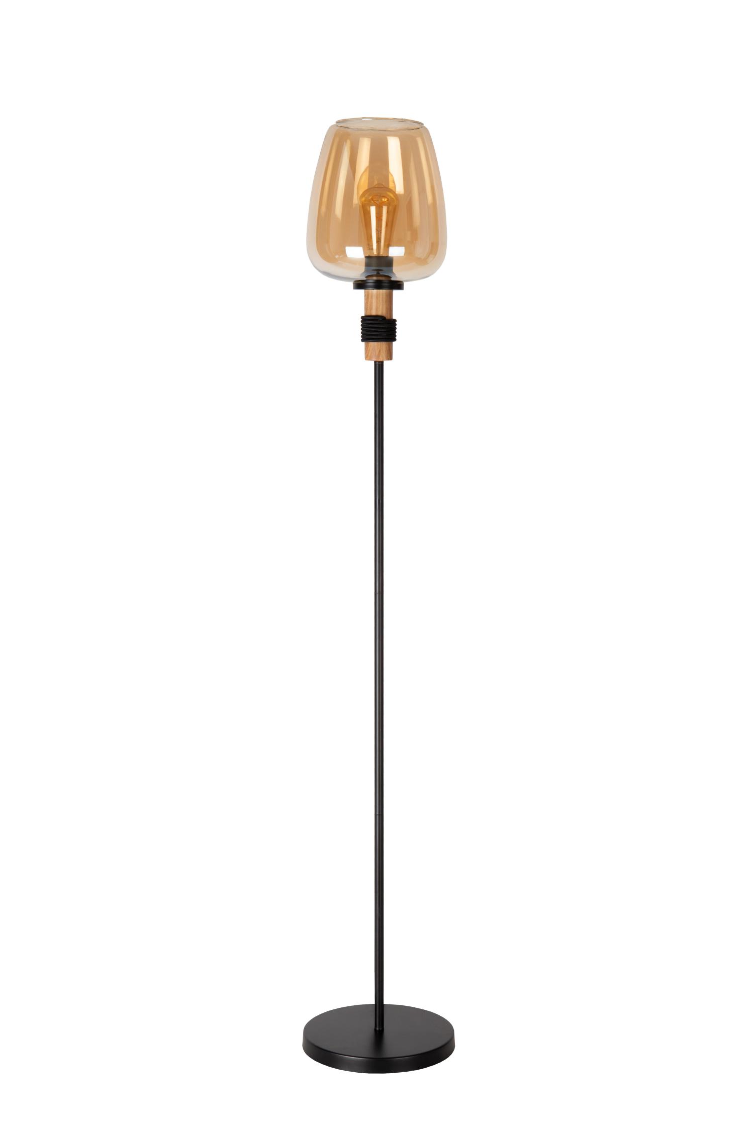 Ilona Floor Lamp - Matt Black/Smoked Amber