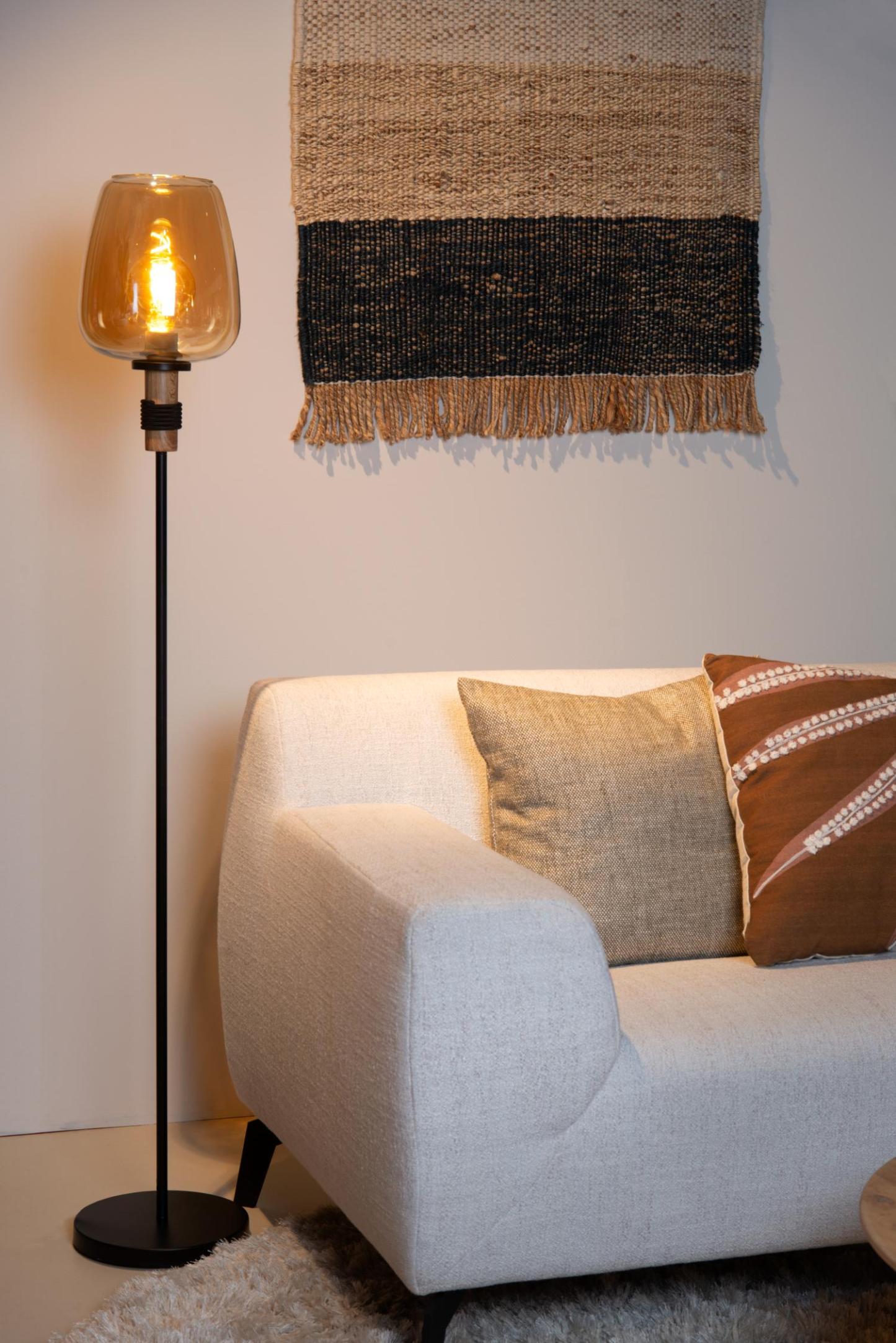 Ilona Floor Lamp - Matt Black/Smoked Amber
