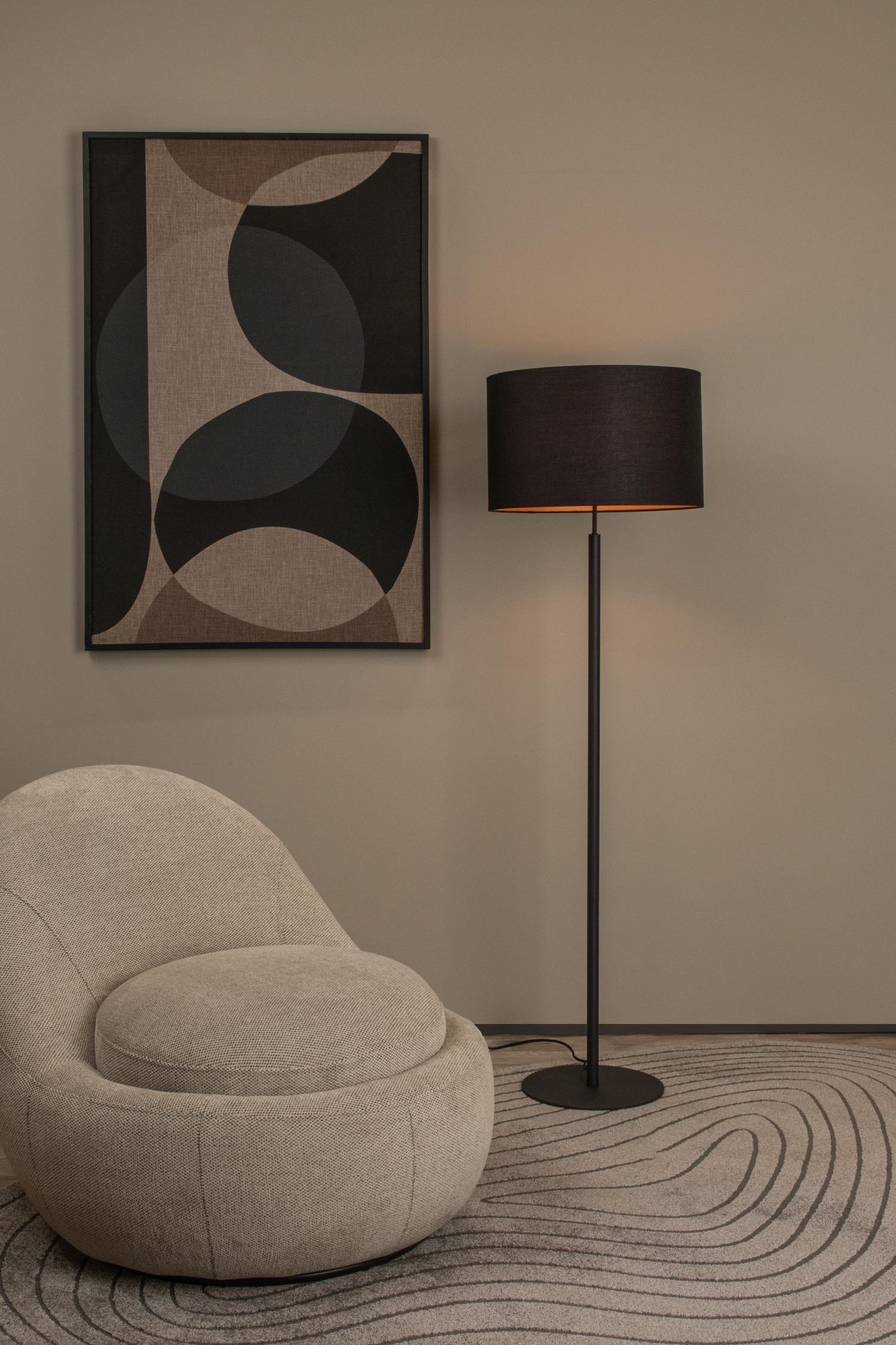 Maya Floor Lamp - Matt Black/Black Linen