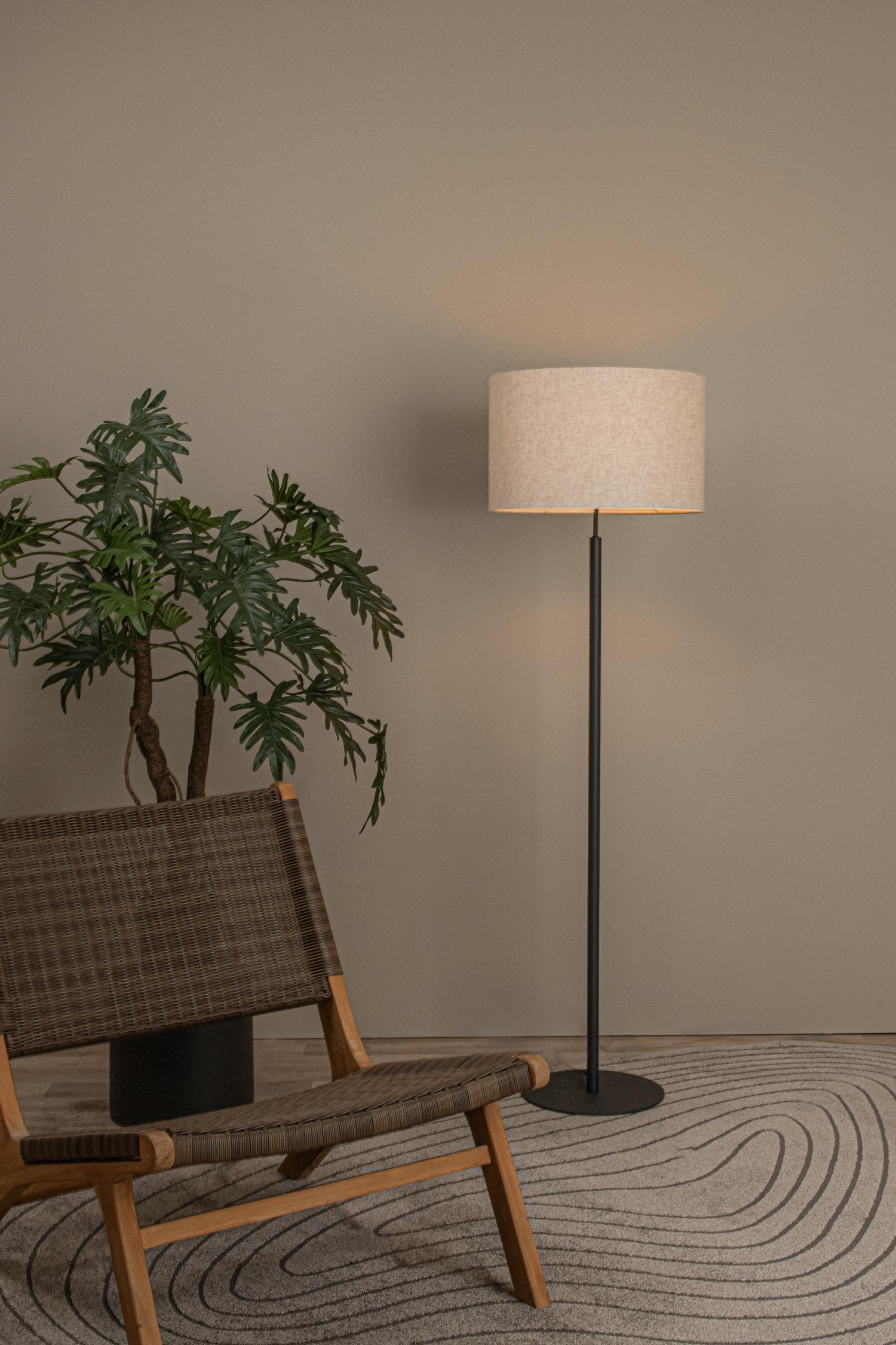 Maya Floor Lamp - Matt Black/Black Linen