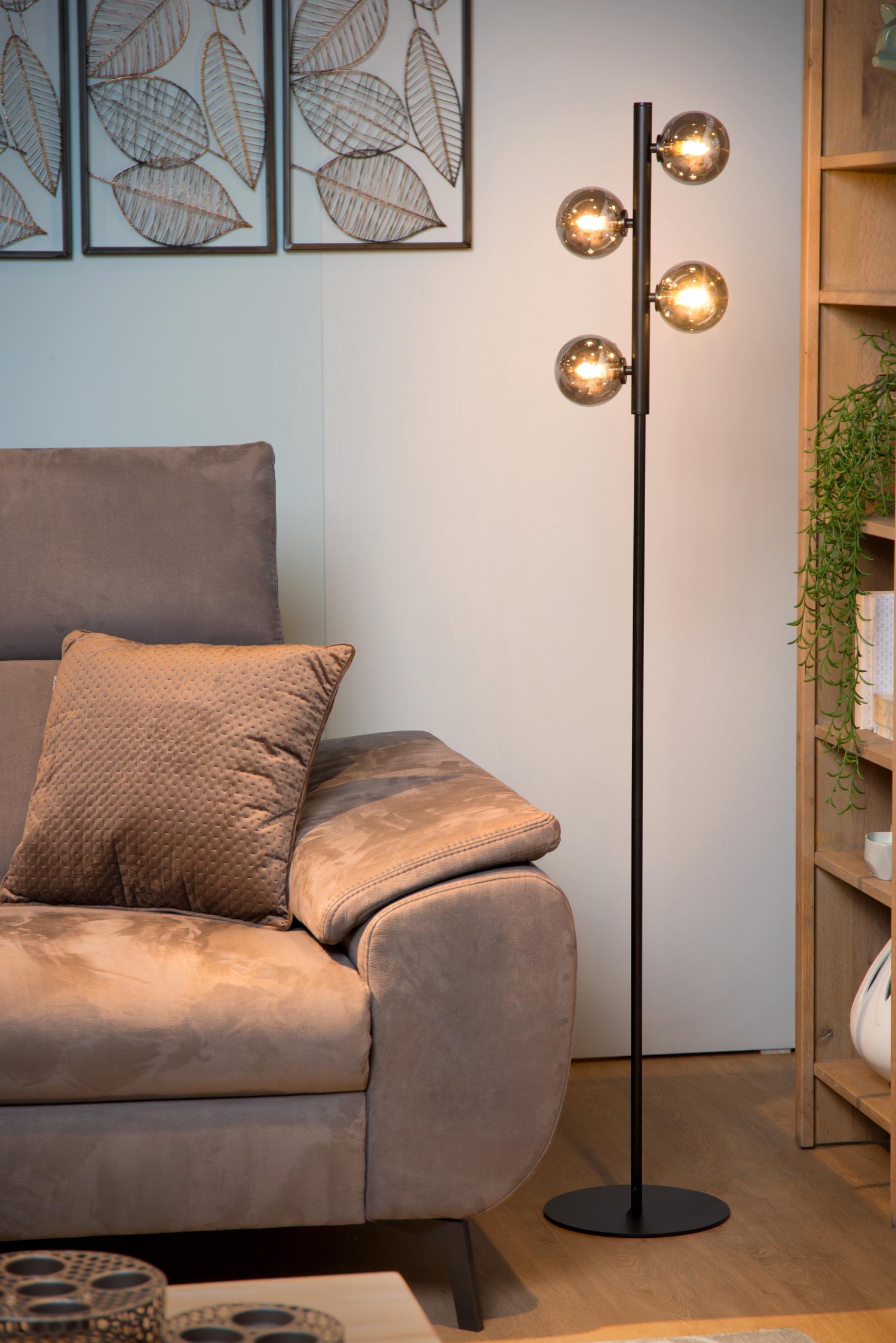 Tycho Floor Lamp - Brushed Gold/Smoked Grey