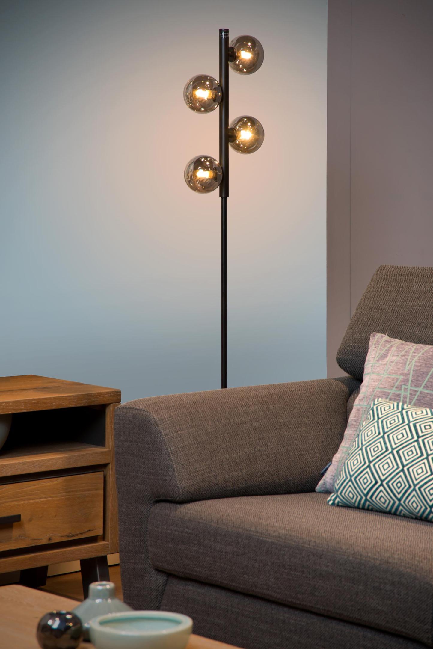 Tycho Floor Lamp - Brushed Gold/Smoked Grey