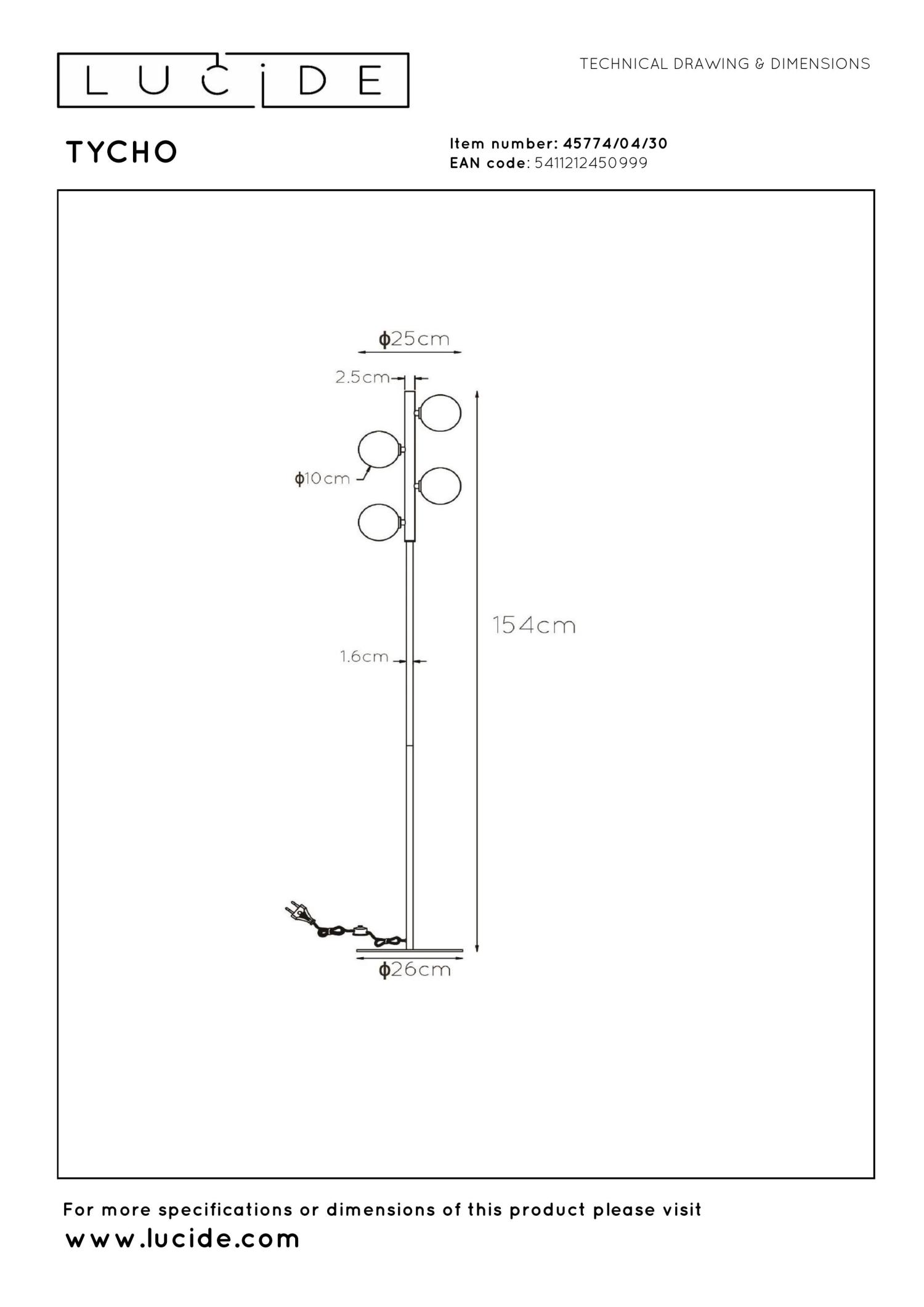 Tycho Floor Lamp - Brushed Gold/Smoked Grey