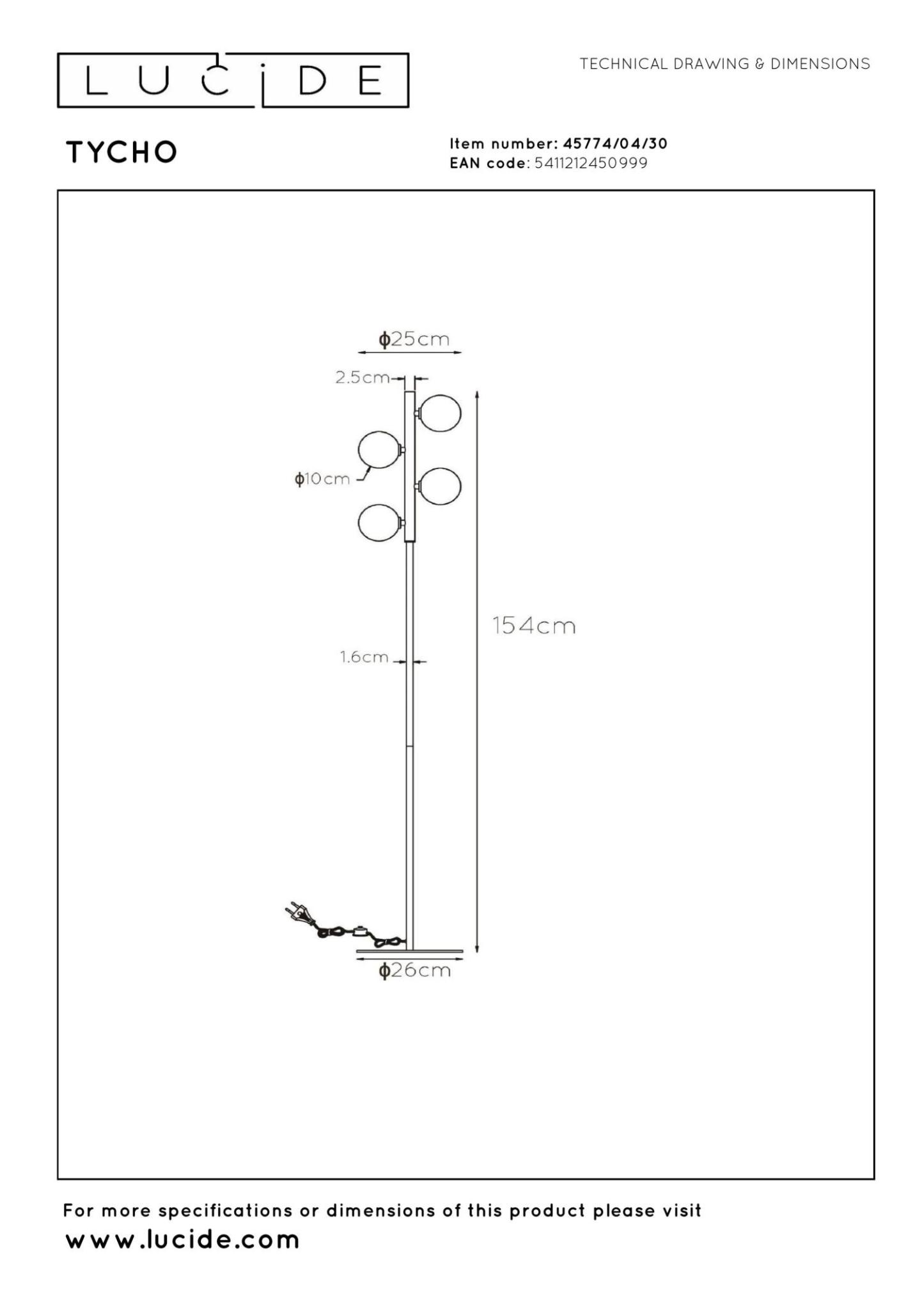 Tycho Floor Lamp - Brushed Gold/Smoked Grey