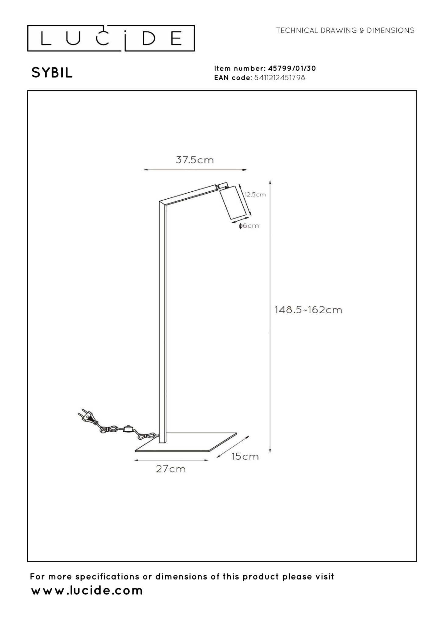 Sybil Floor Lamp - Matt Black/Brushed Gold