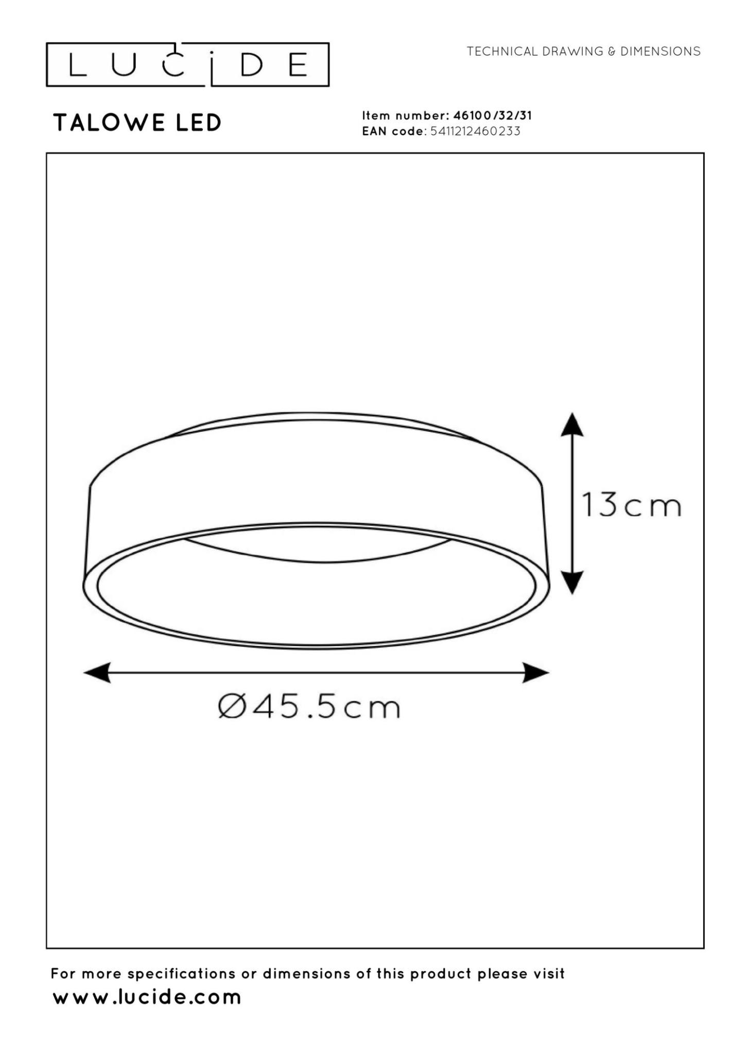 Talowe Ceiling Lights - Matt Black/Opal - 455mm Diameter