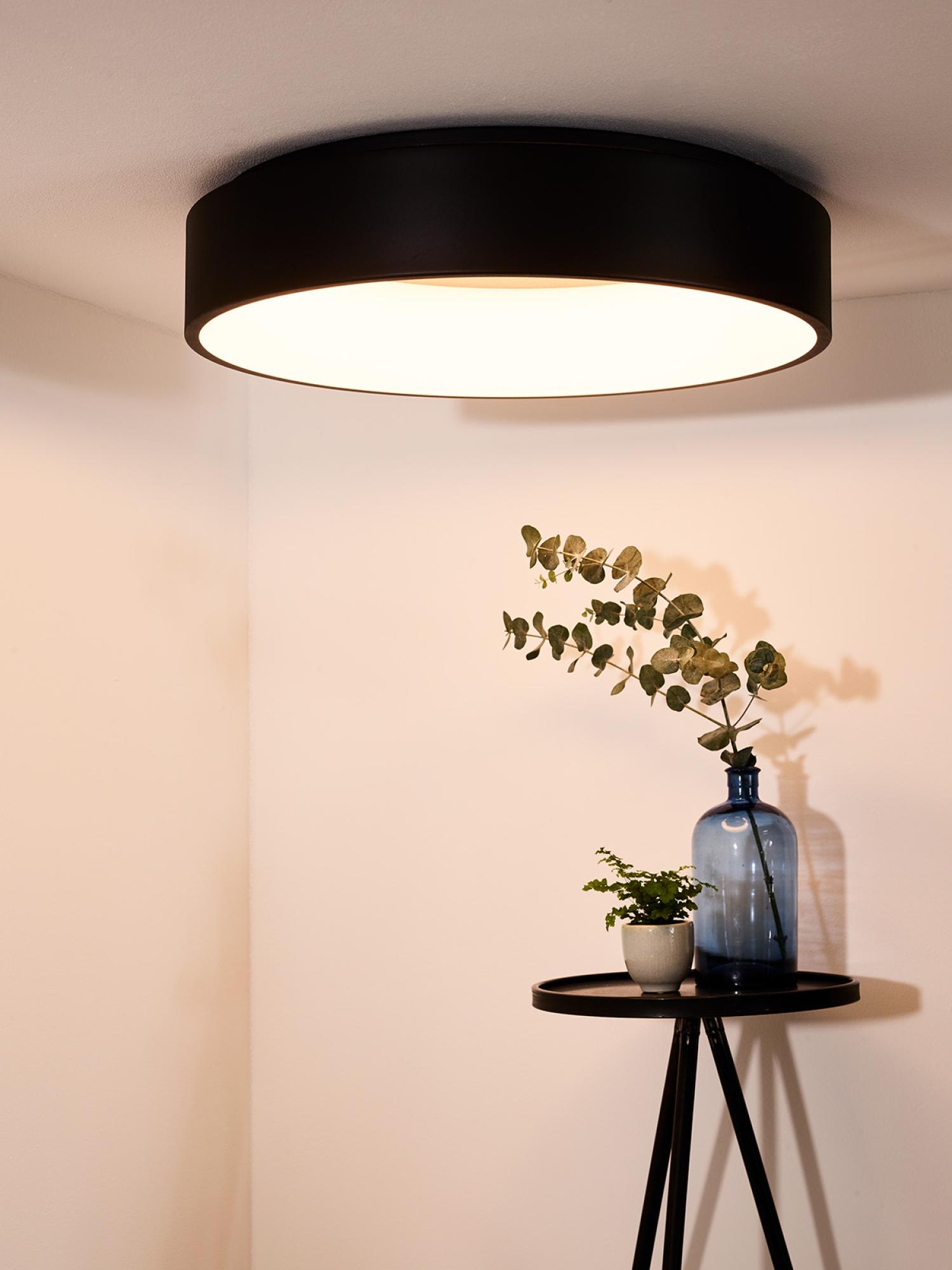 Talowe Ceiling Lights - Matt Black/Opal - 600mm Diameter