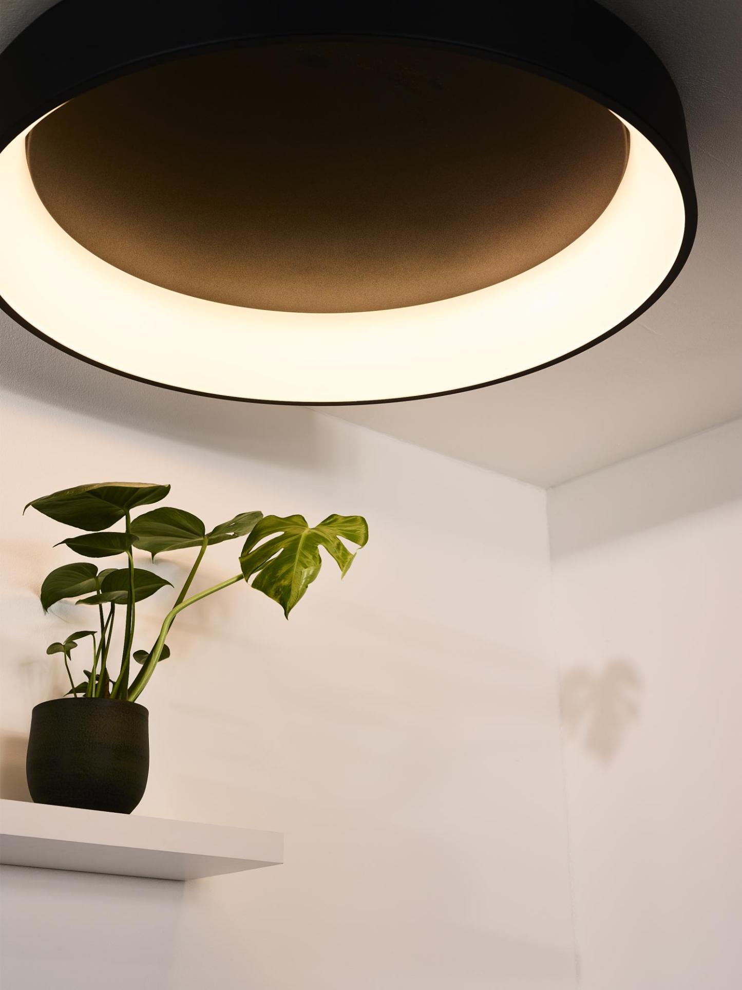 Talowe Ceiling Lights - Matt Black/Opal - 800mm Diameter