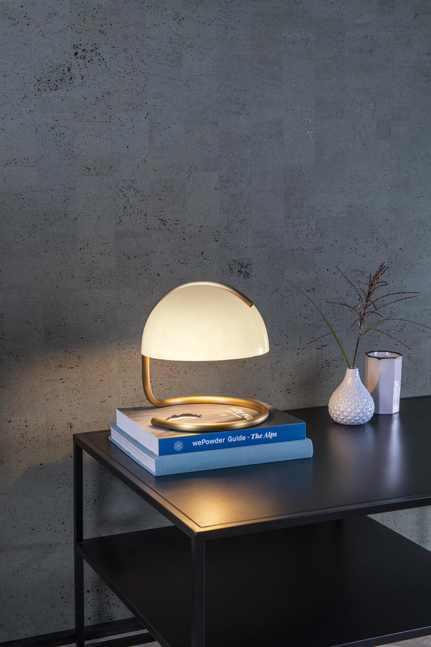 Cato Table Lamp - Brushed Gold/White