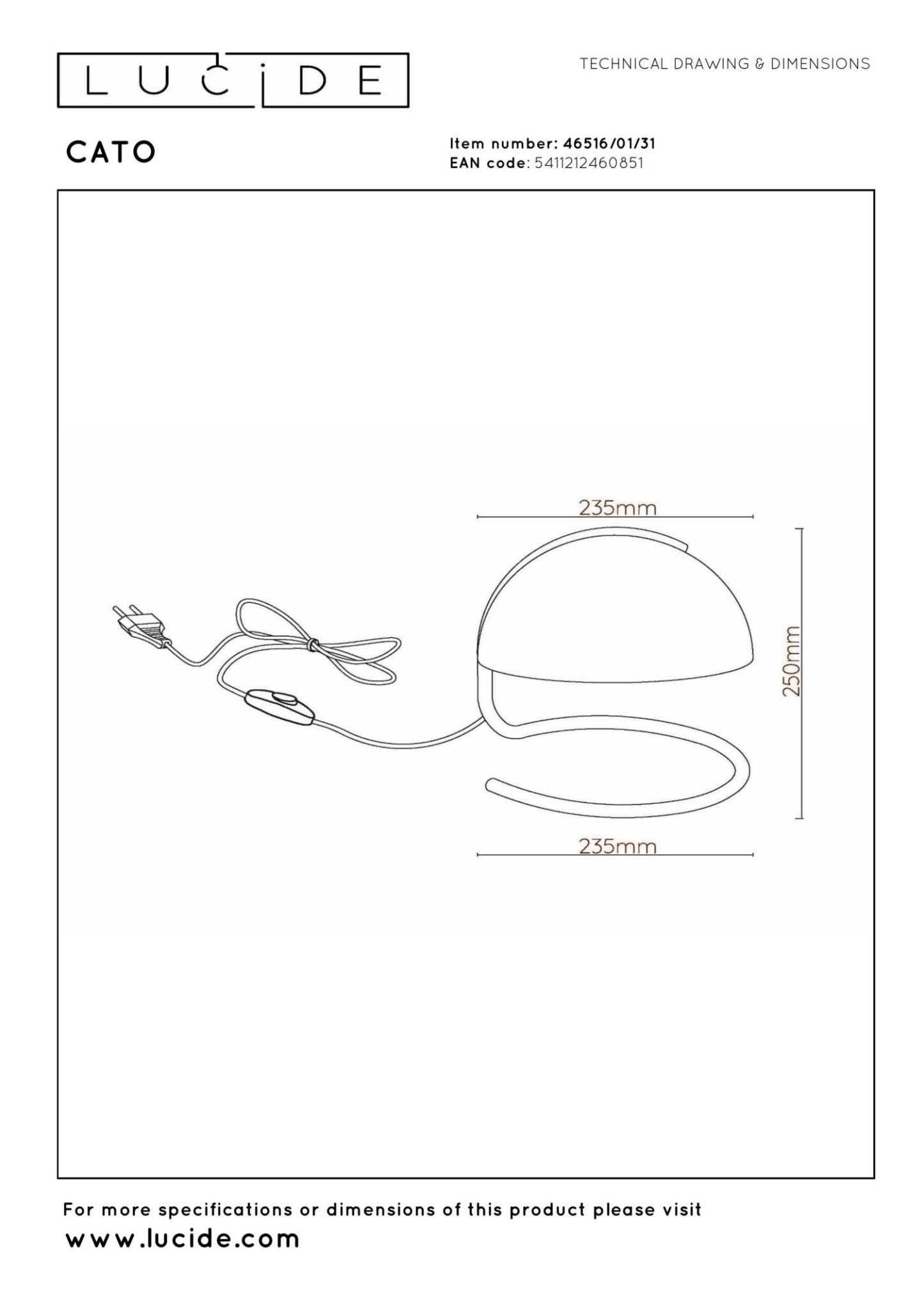 Cato Table Lamp - Brushed Gold/White