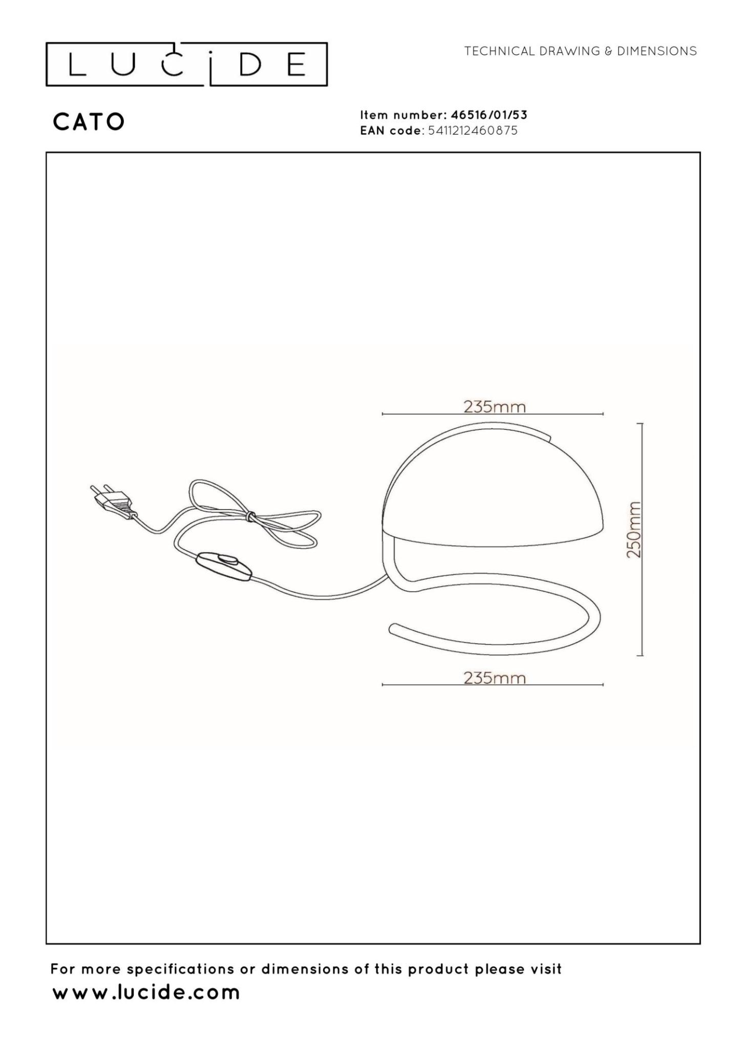 Cato Table Lamp - Brushed Gold/White