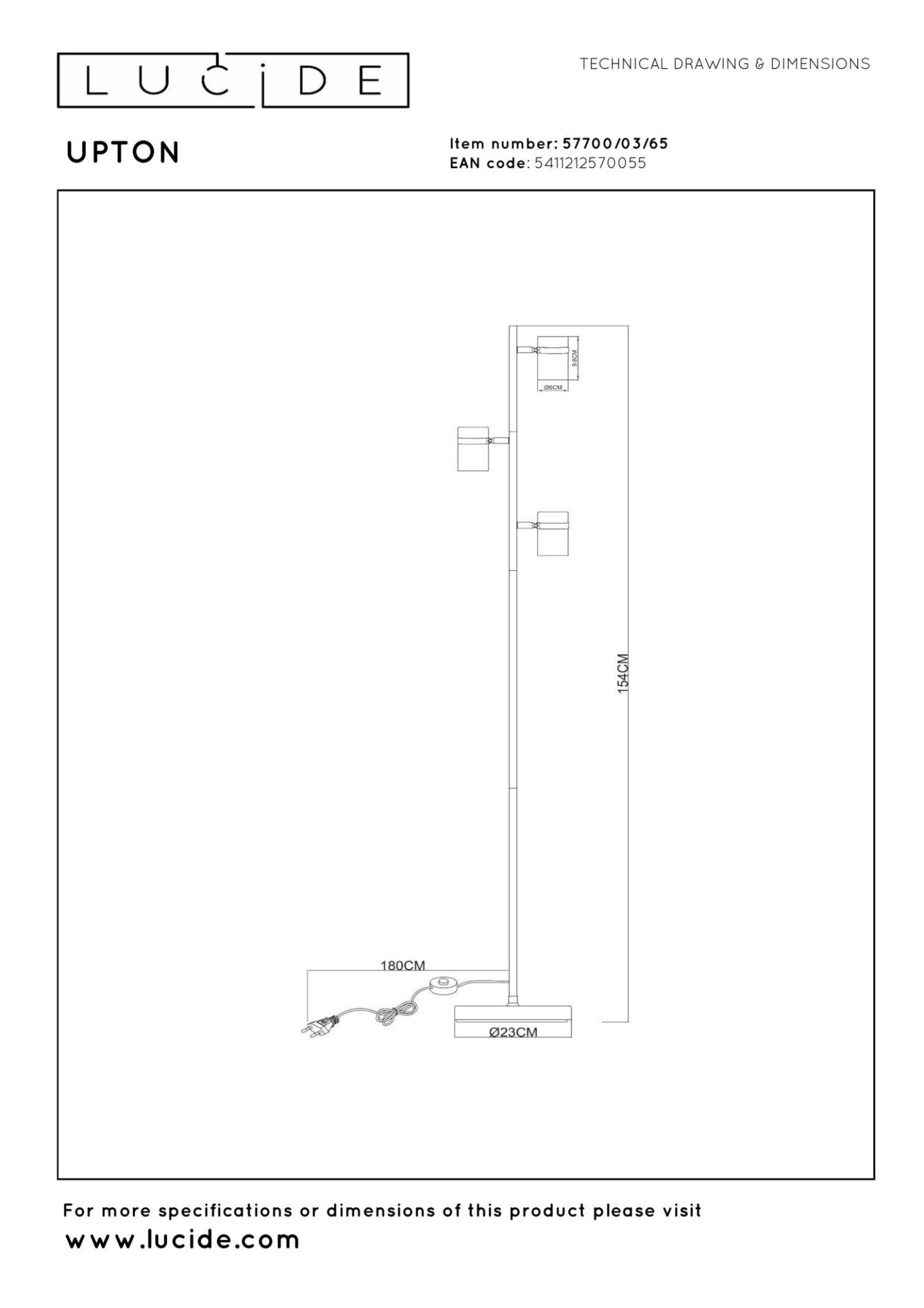 Upton Floor Lamp - Matt Black/Smoked Grey