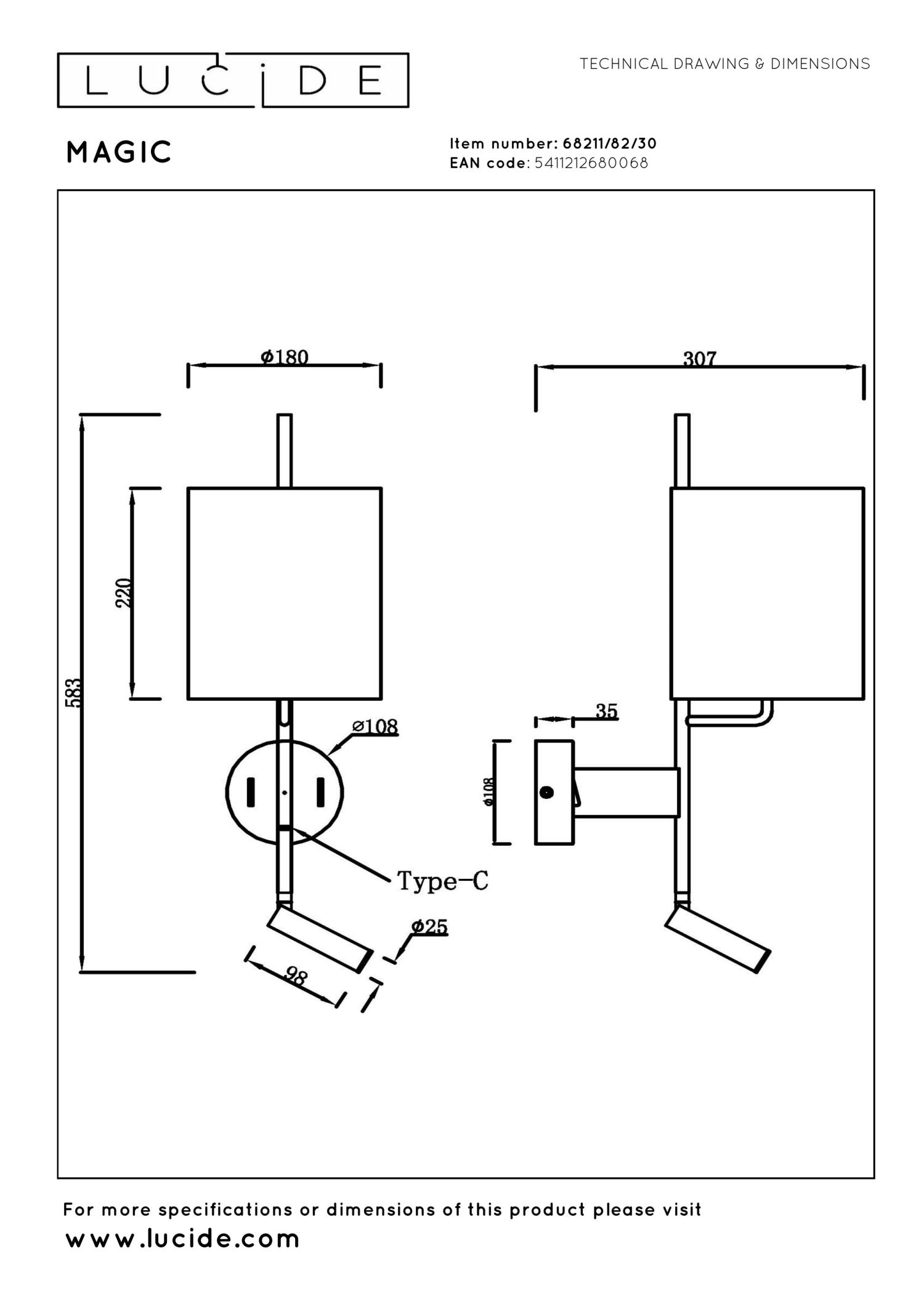 Magic Wall Lights - Matt Black/Cream