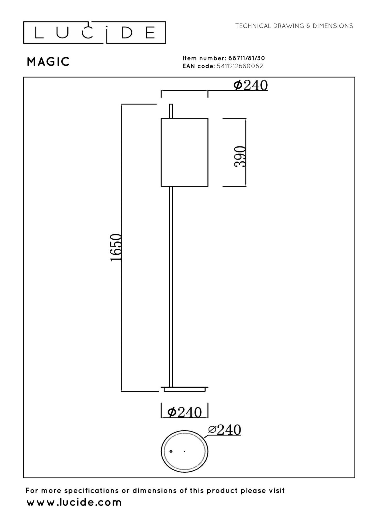 Magic Floor Lamp - Matt Black/Cream