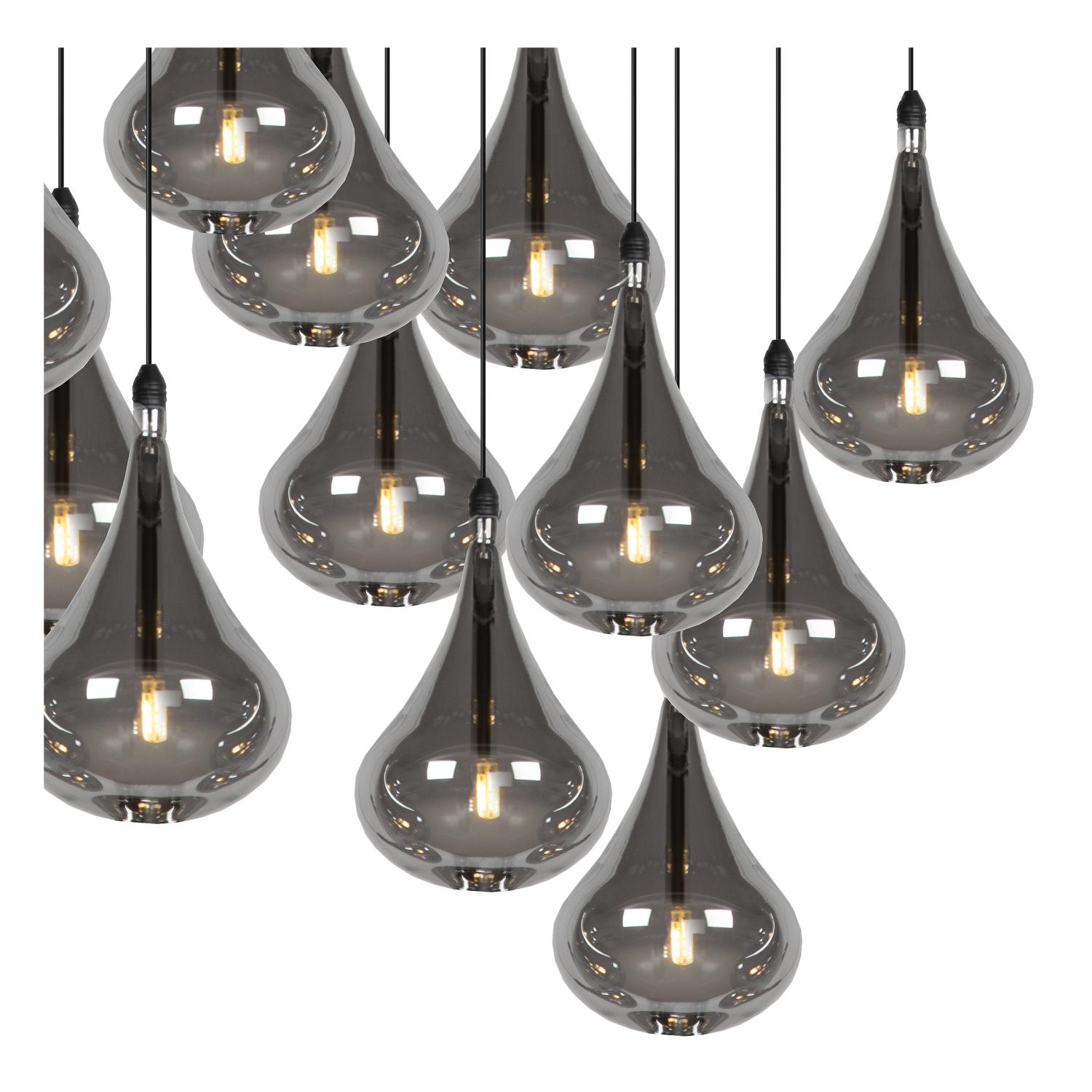 Tears Ceiling Lights - Matt Black/Smoked Grey
