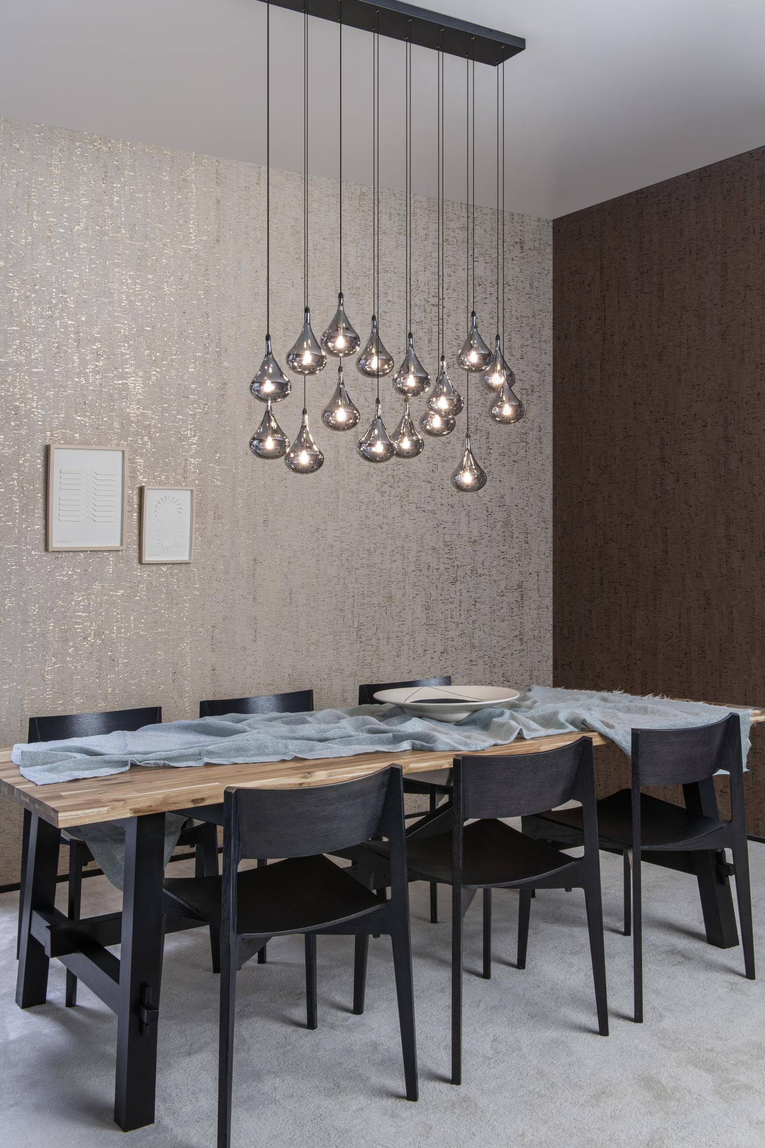 Tears Ceiling Lights - Matt Black/Smoked Grey