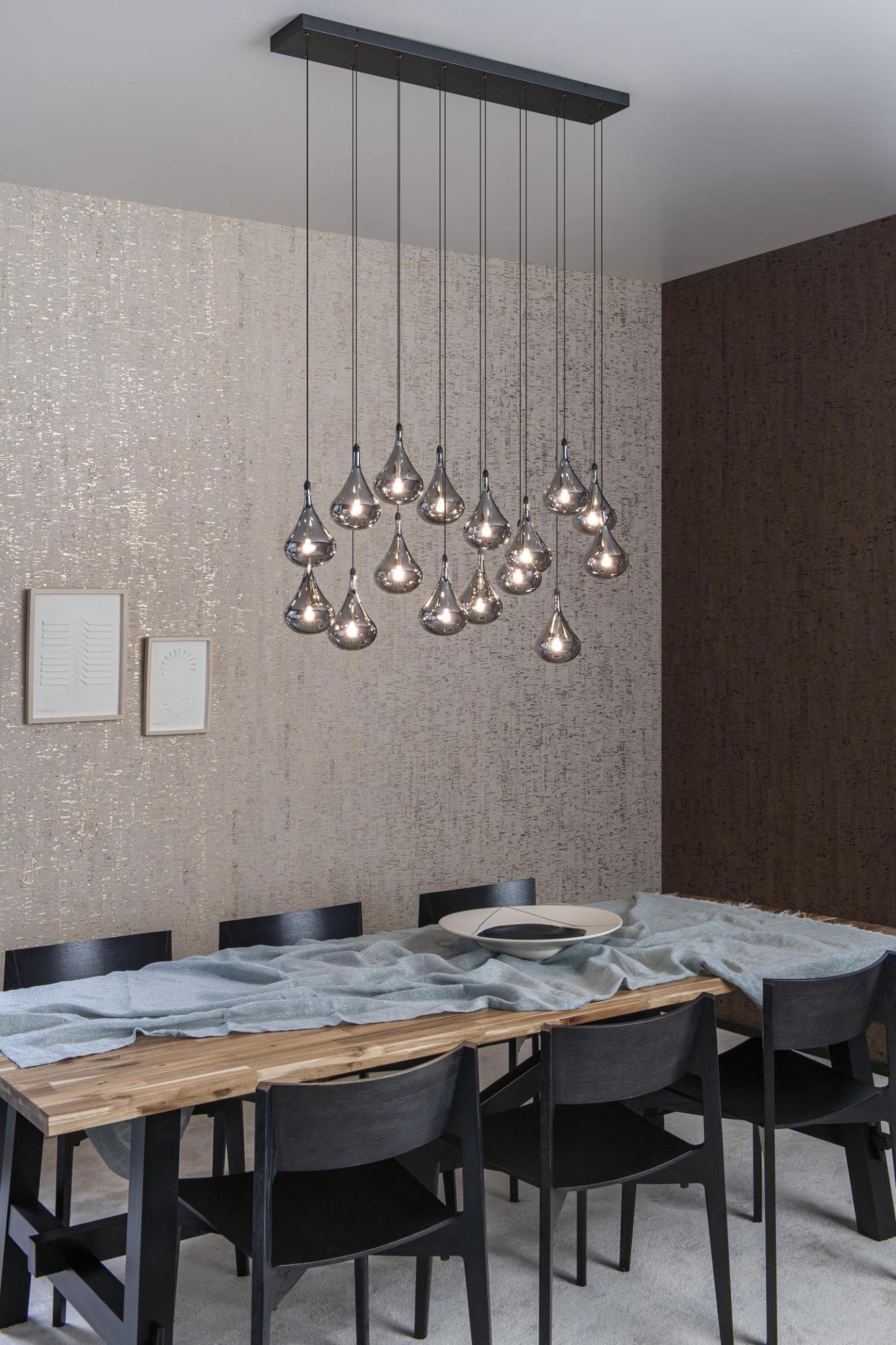 Tears Ceiling Lights - Matt Black/Smoked Grey