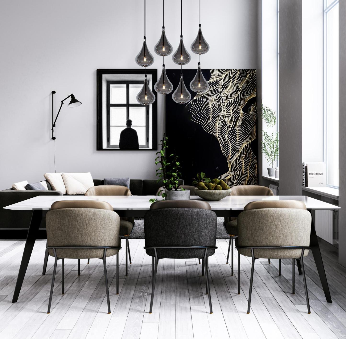 Tears Ceiling Lights - Matt Black/Smoked Grey