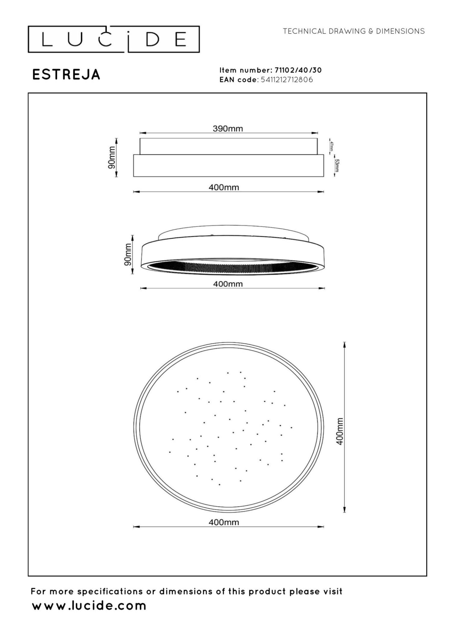 Estreja Ceiling Lights - Matt Black/Opal