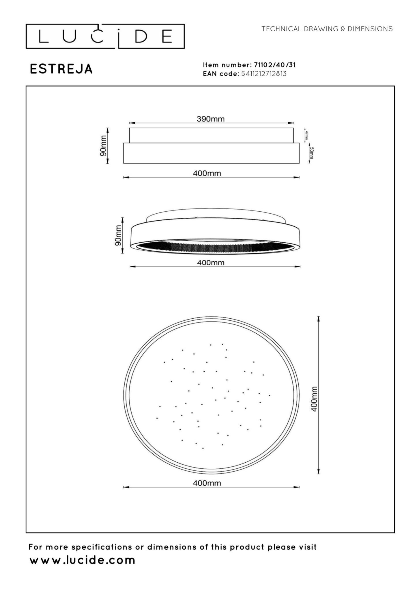 Estreja Ceiling Lights - Matt Black/Opal