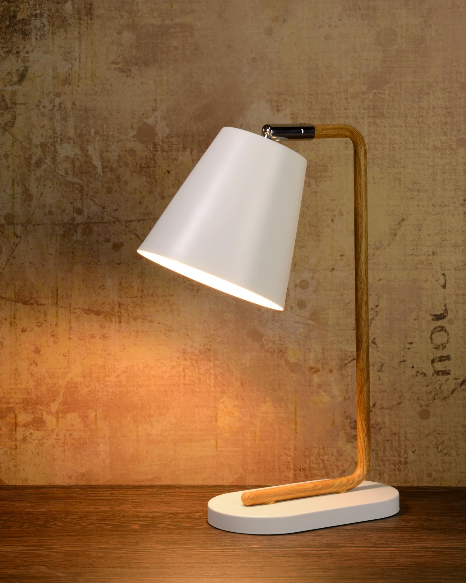 Cona Table Lamp - Light Wood/Matt White