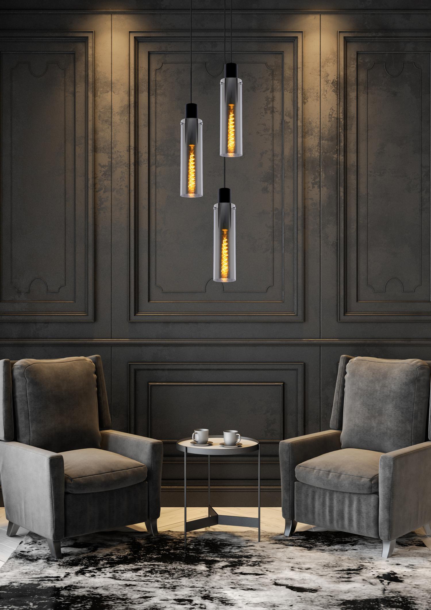 Orlando Ceiling Lights - Matt Black/Smoked Grey