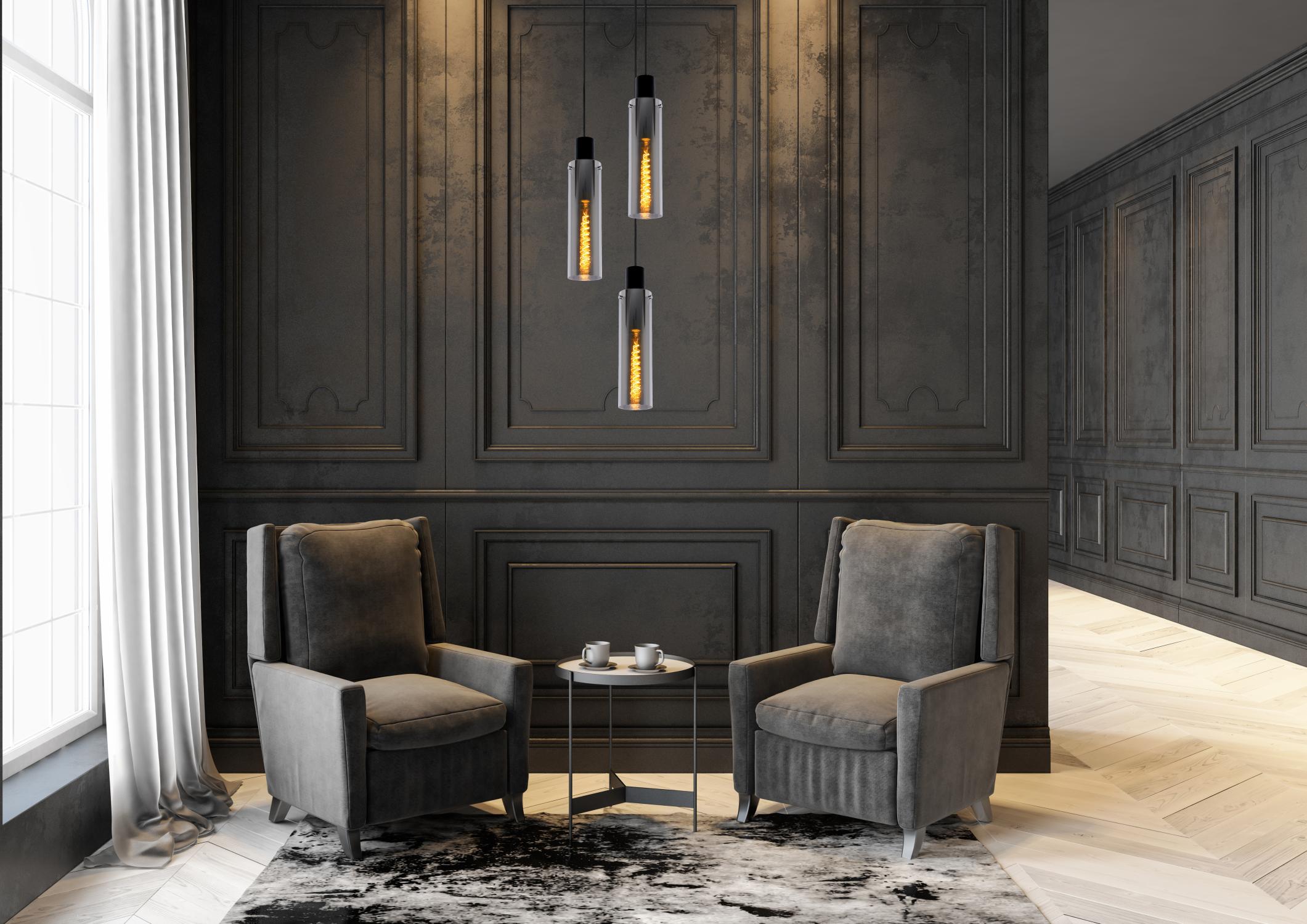 Orlando Ceiling Lights - Matt Black/Smoked Grey