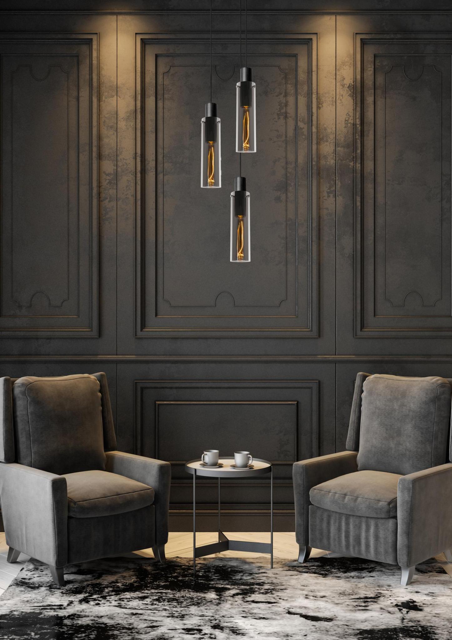 Orlando Ceiling Lights - Matt Black/Smoked Grey