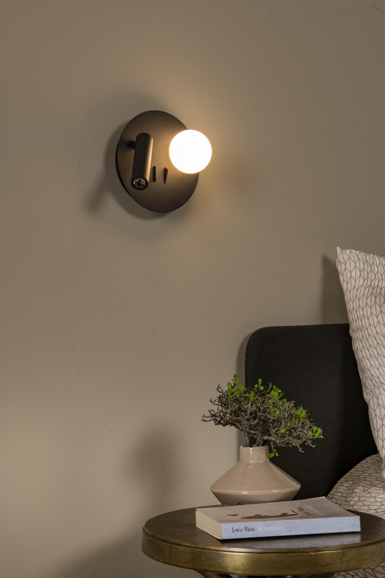 Matiz Wall Lights - Matt Black/Opal