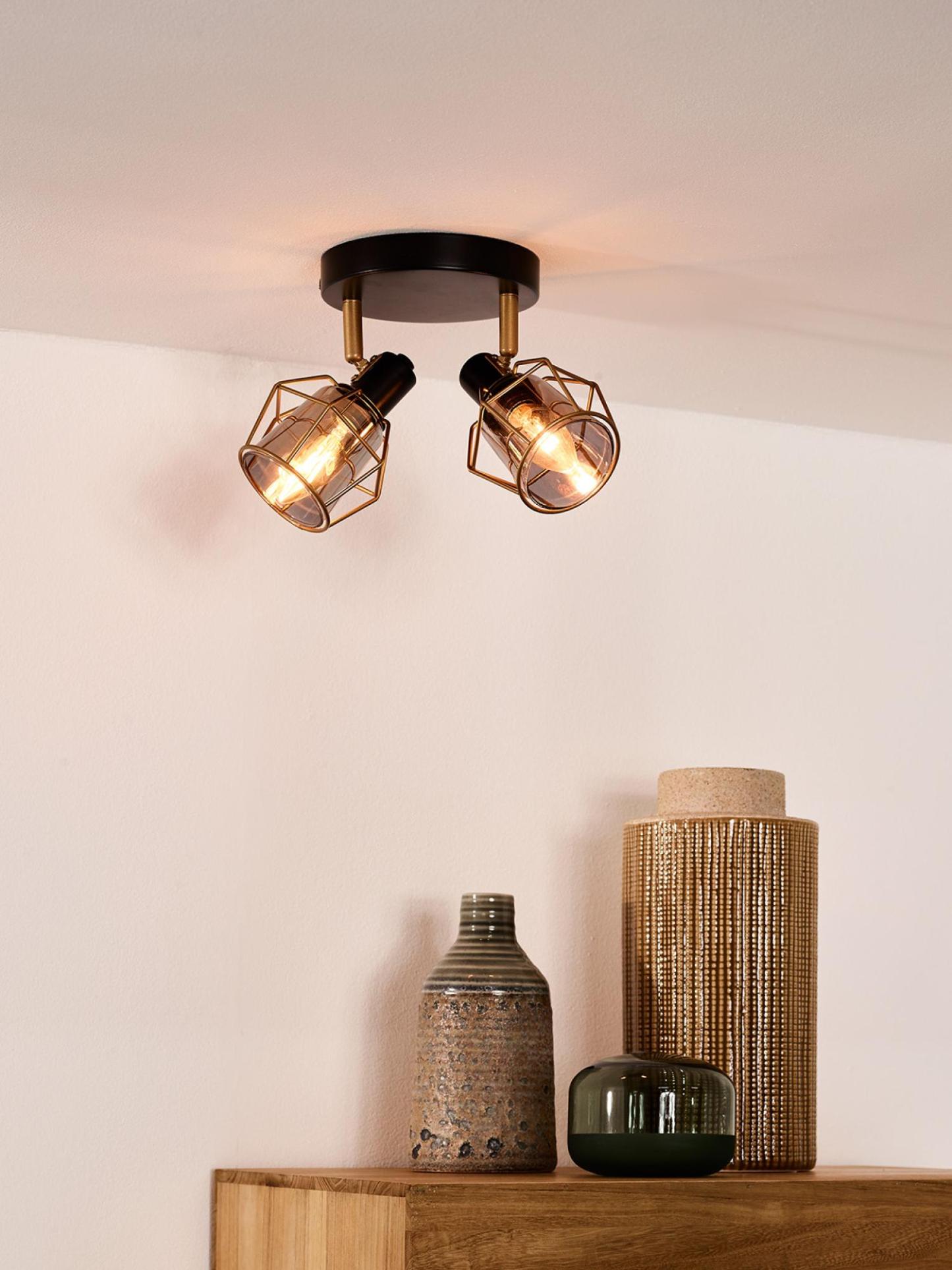Nila Ceiling Lights - Matt Black/Smoked Grey