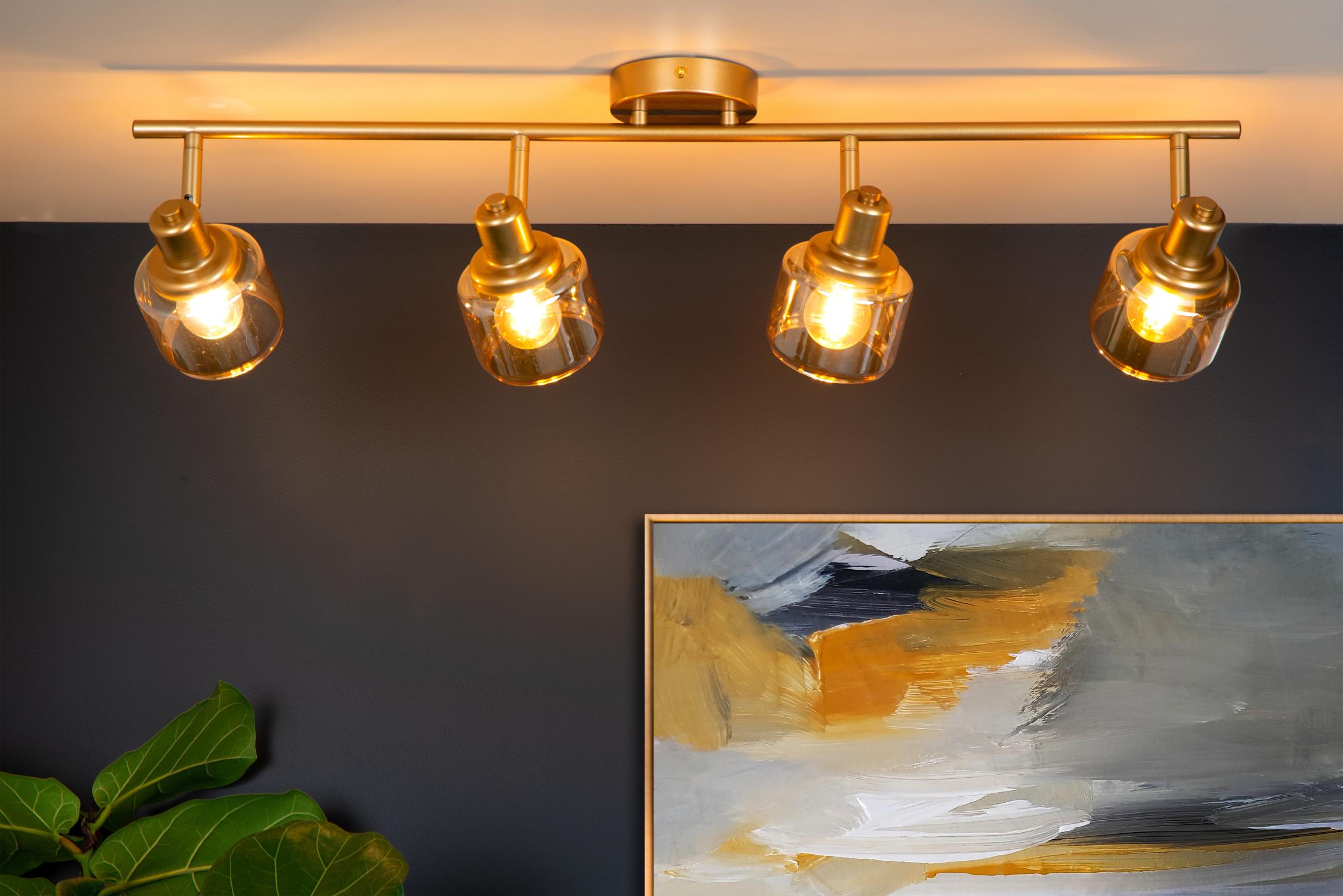 Bjorn Ceiling Lights - Brushed Gold/Smoked Amber