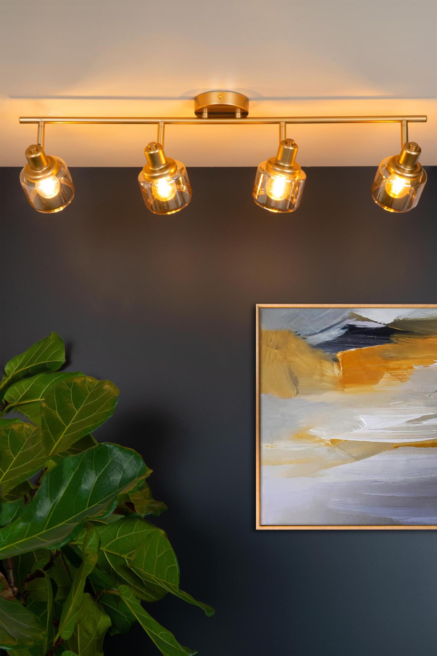 Bjorn Ceiling Lights - Brushed Gold/Smoked Amber