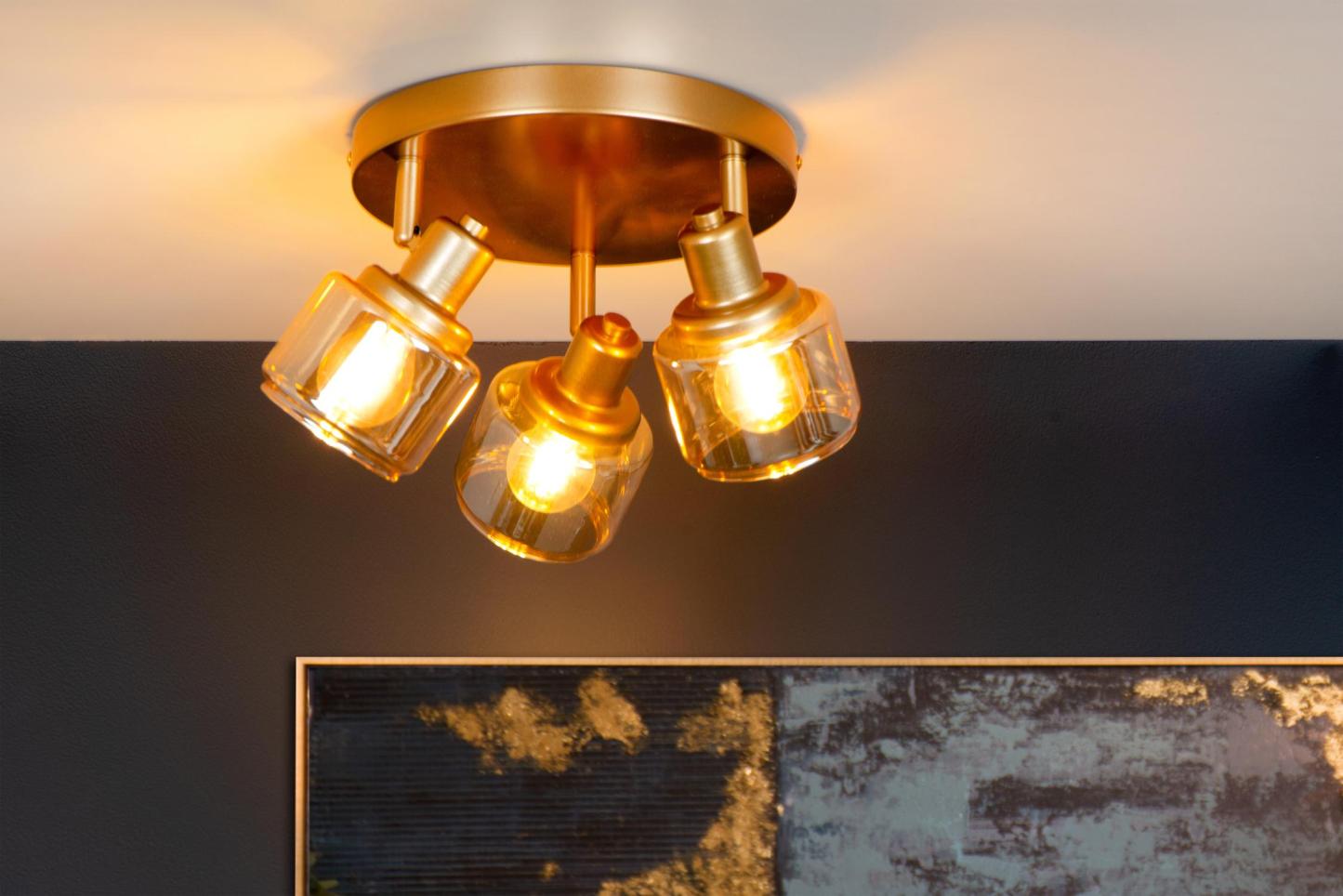Bjorn Ceiling Lights - Brushed Gold/Smoked Amber