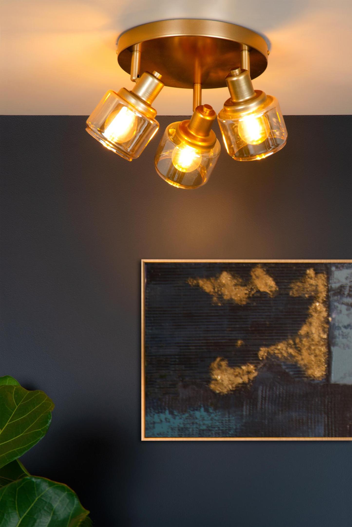 Bjorn Ceiling Lights - Brushed Gold/Smoked Amber