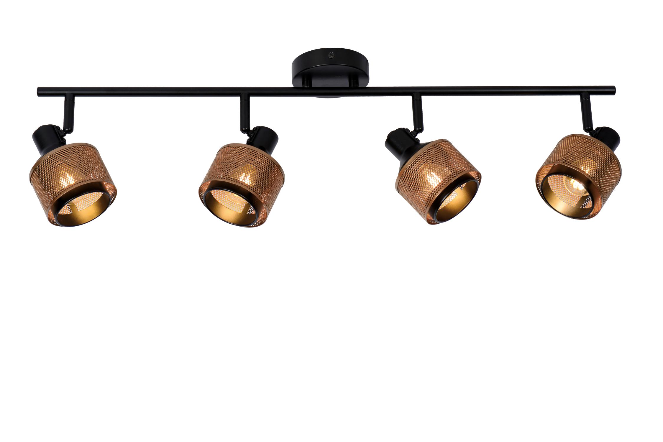 Rafa Ceiling Lights - Matt Black/Grey Fabric