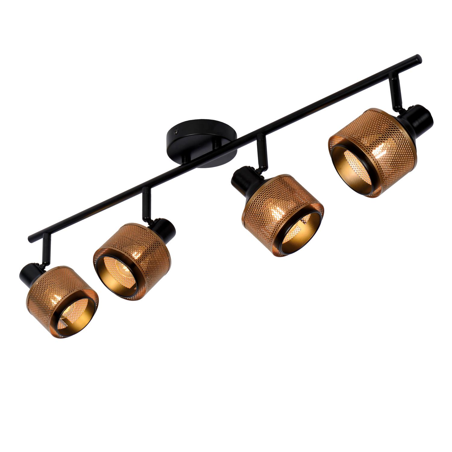 Rafa Ceiling Lights - Matt Black/Grey Fabric