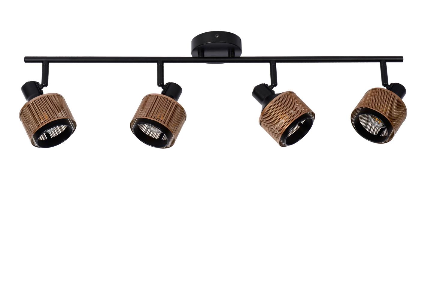 Rafa Ceiling Lights - Matt Black/Grey Fabric